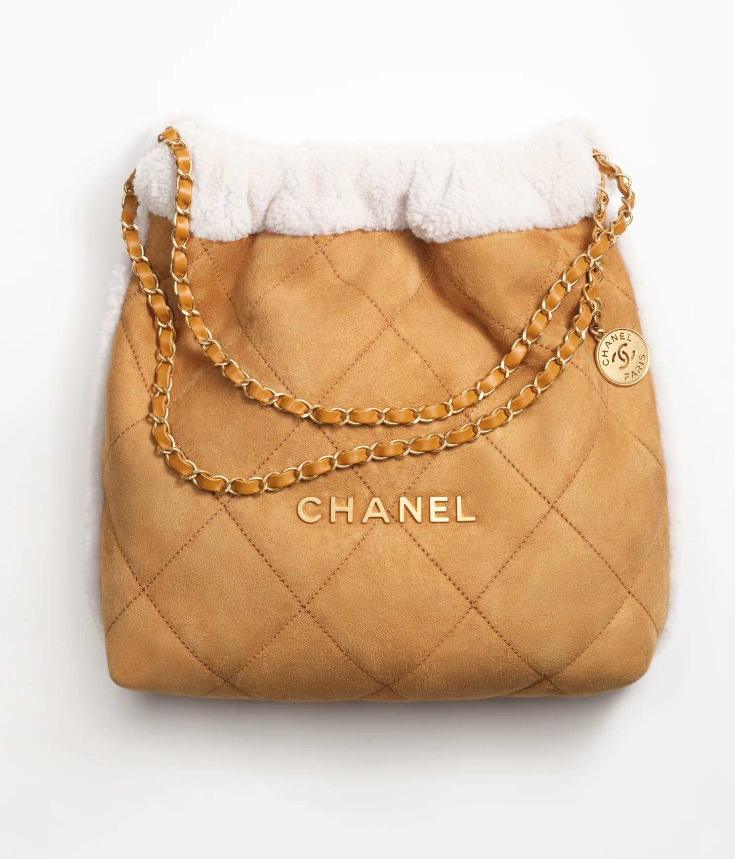 Túi Chanel CHANEL 22 Handbag Shearling Suede Lambskin Nữ Nâu