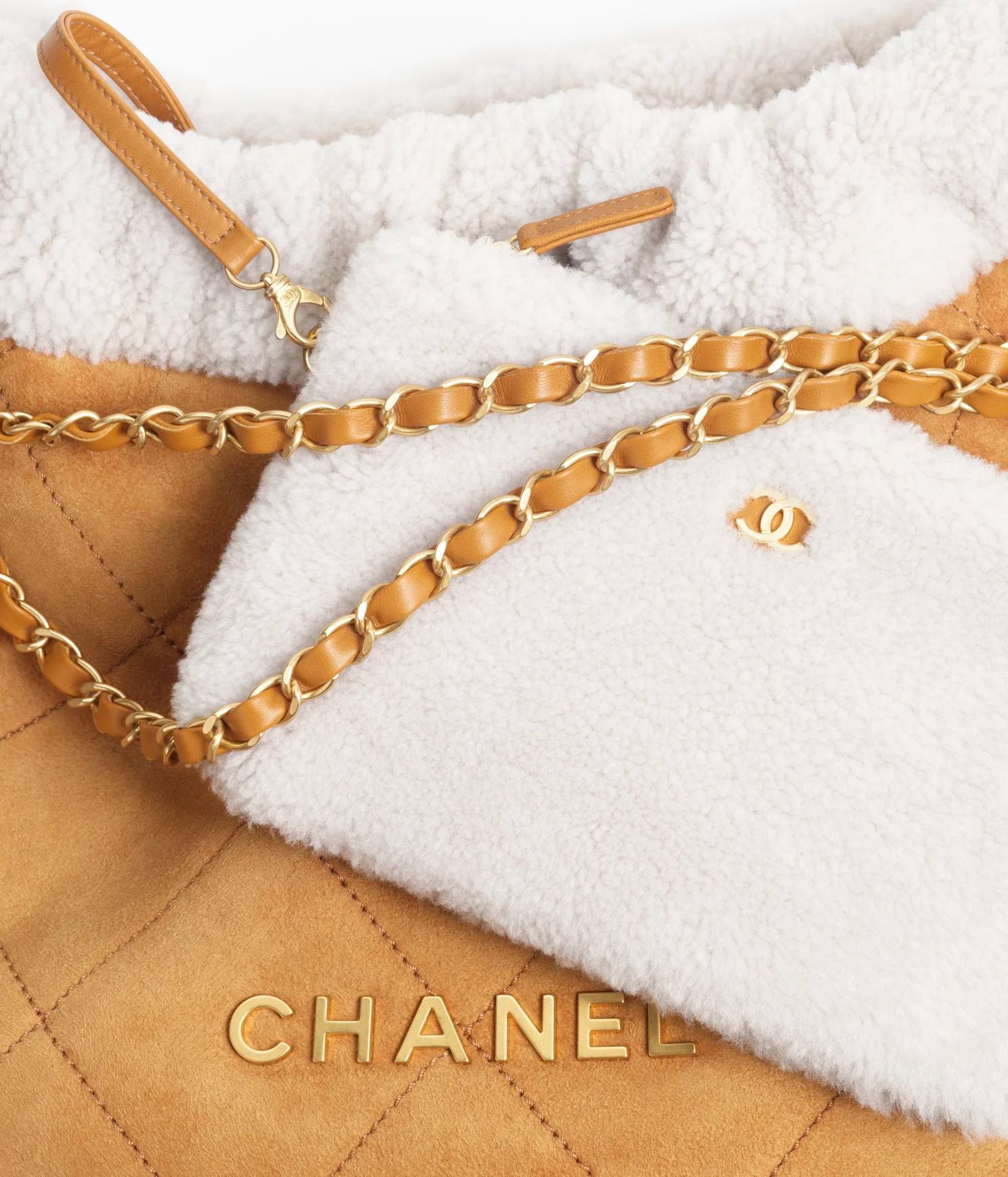 Túi Chanel CHANEL 22 Handbag Shearling Suede Lambskin Nữ Nâu