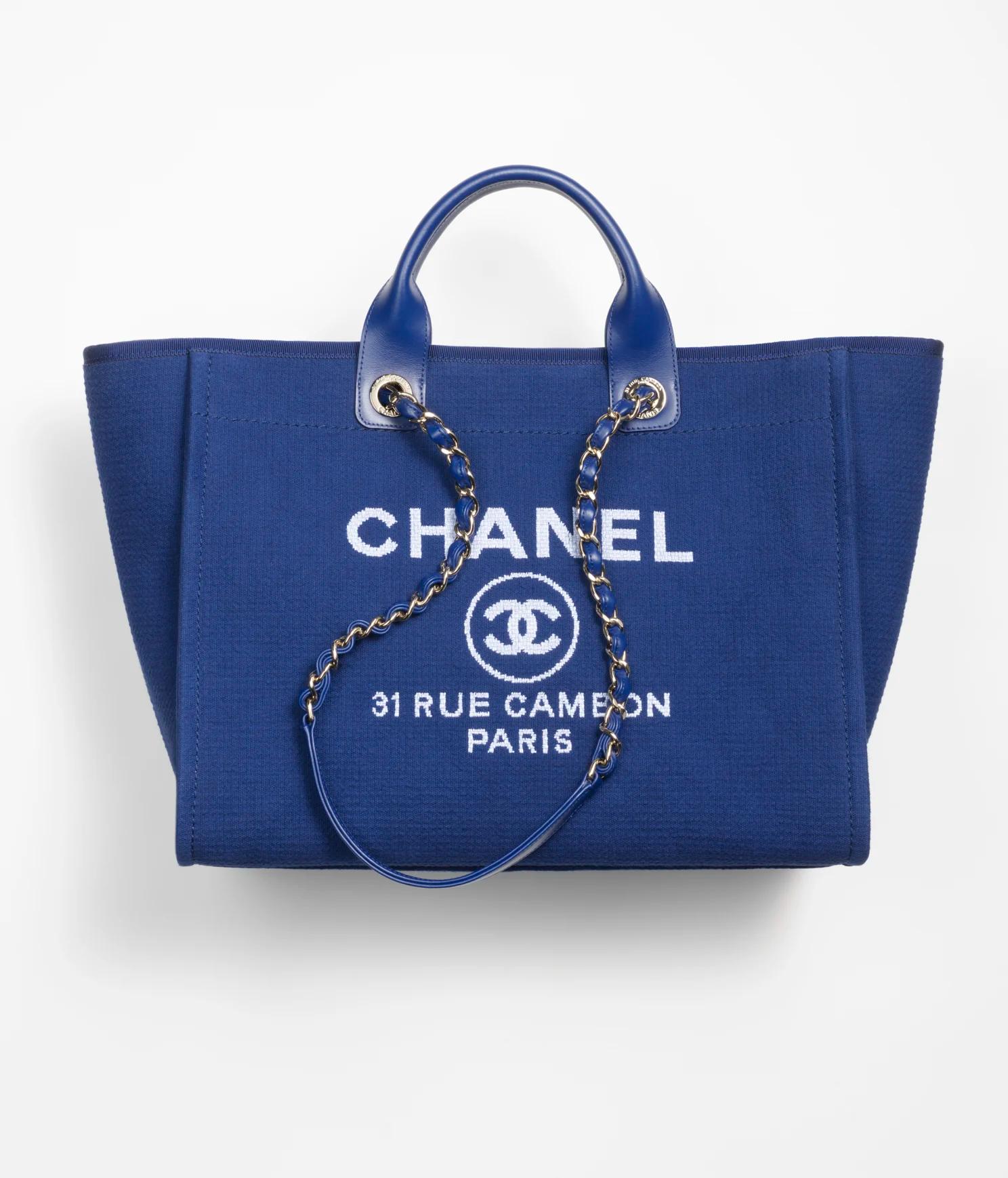 Túi Chanel Large Shopping Bag Mixed Fibers, Calfskin And Gold-Tone Nữ Xanh