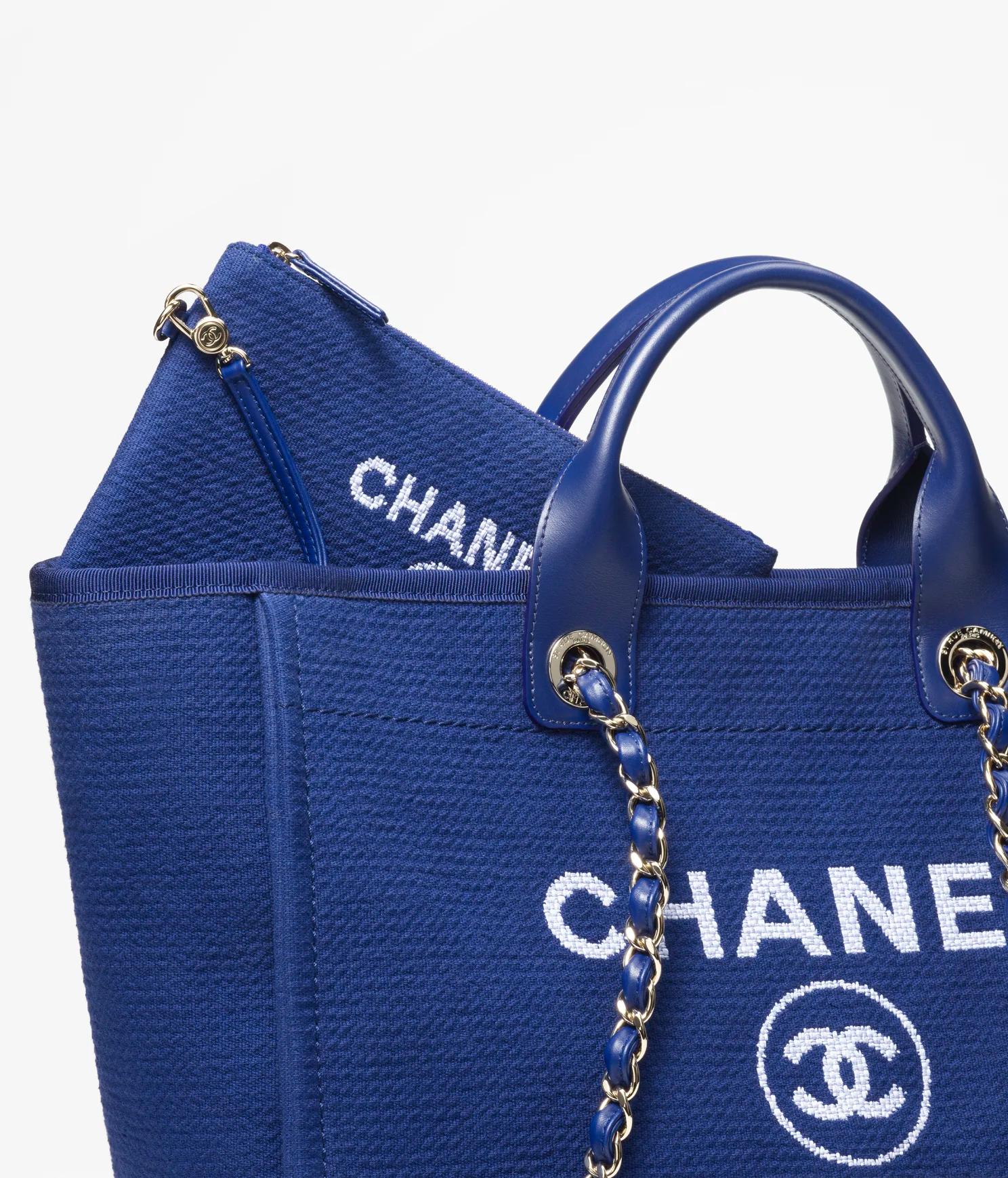 Túi Chanel Large Shopping Bag Mixed Fibers, Calfskin And Gold-Tone Nữ Xanh