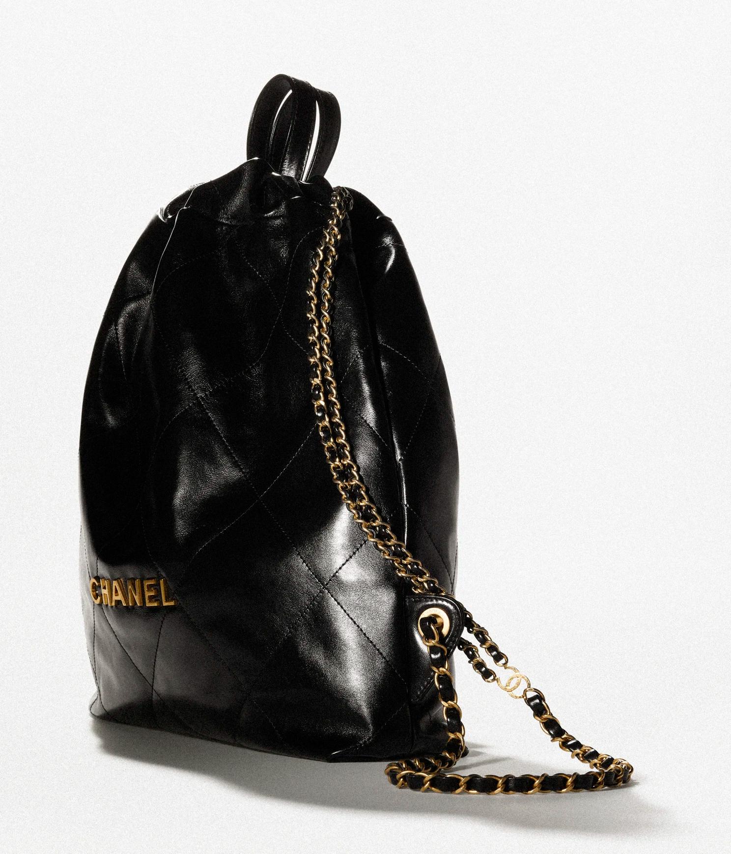 Túi Chanel Large Back Pack Chanel 22 Shiny Calfskin & Gold-Tone Nữ Đen