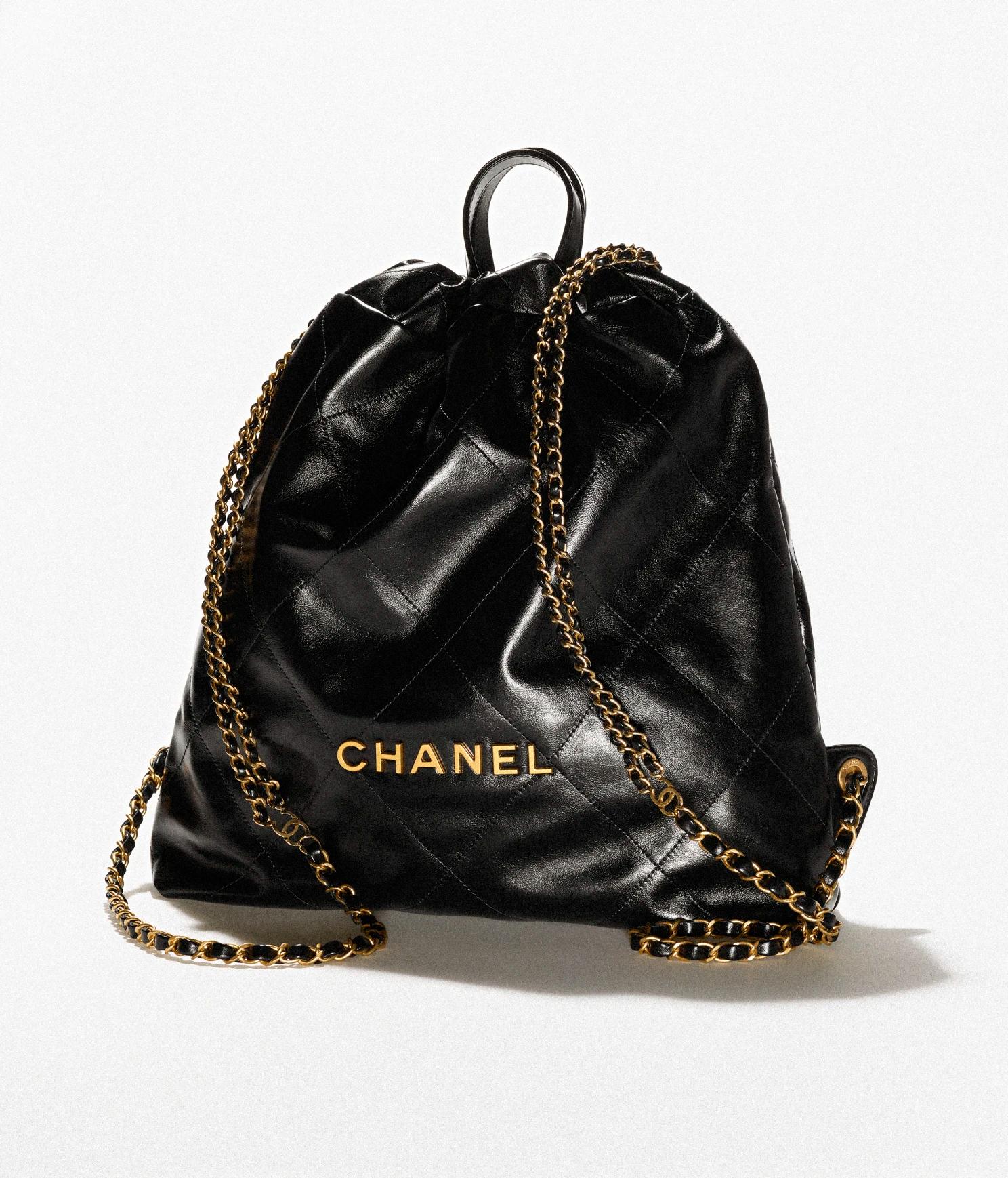 Túi Chanel Large Back Pack Chanel 22 Shiny Calfskin & Gold-Tone Nữ Đen