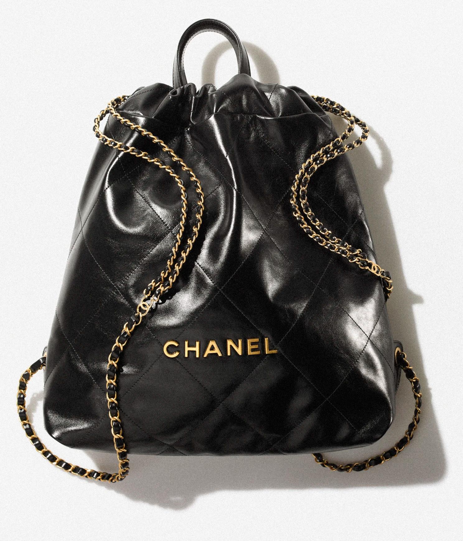 Túi Chanel Large Back Pack Chanel 22 Shiny Calfskin & Gold-Tone Nữ Đen