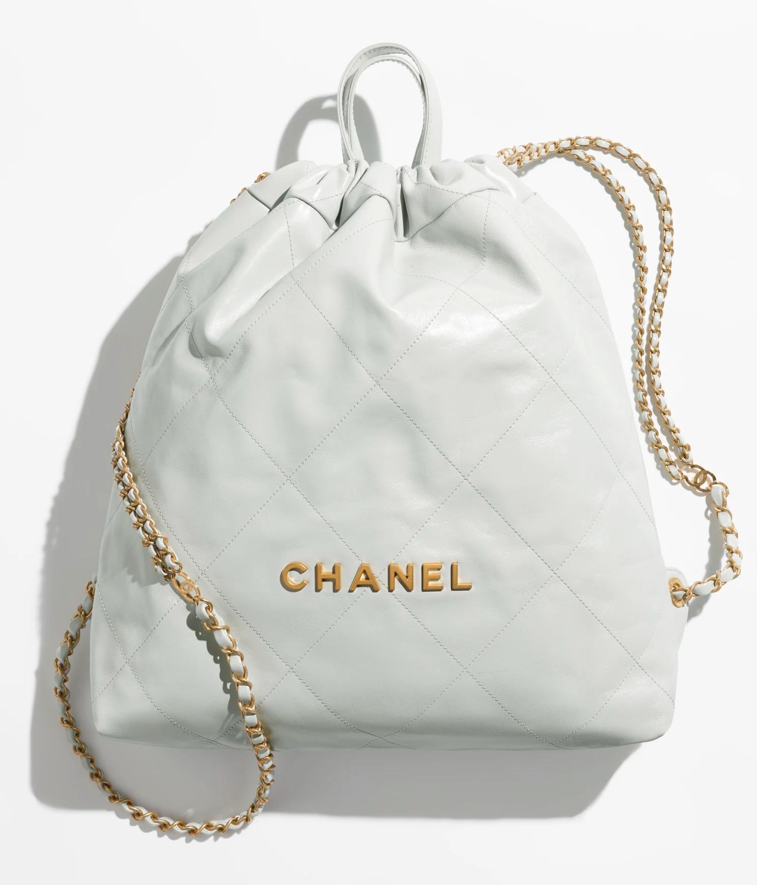 Túi Chanel Large Back Pack CHANEL 22 Shiny Calfskin & Gold-Tone Nữ Xanh
