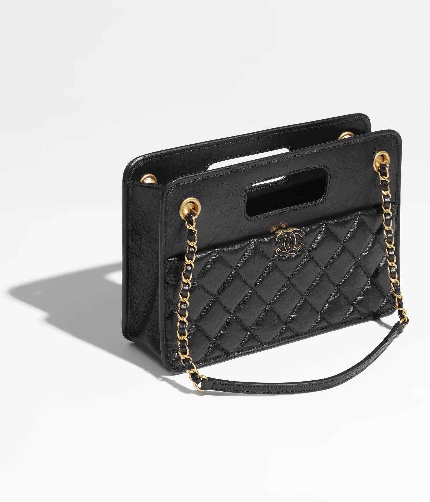 Túi Chanel Small Shopping Bag Aged Calfskin & Gold-Tone Nữ Đen