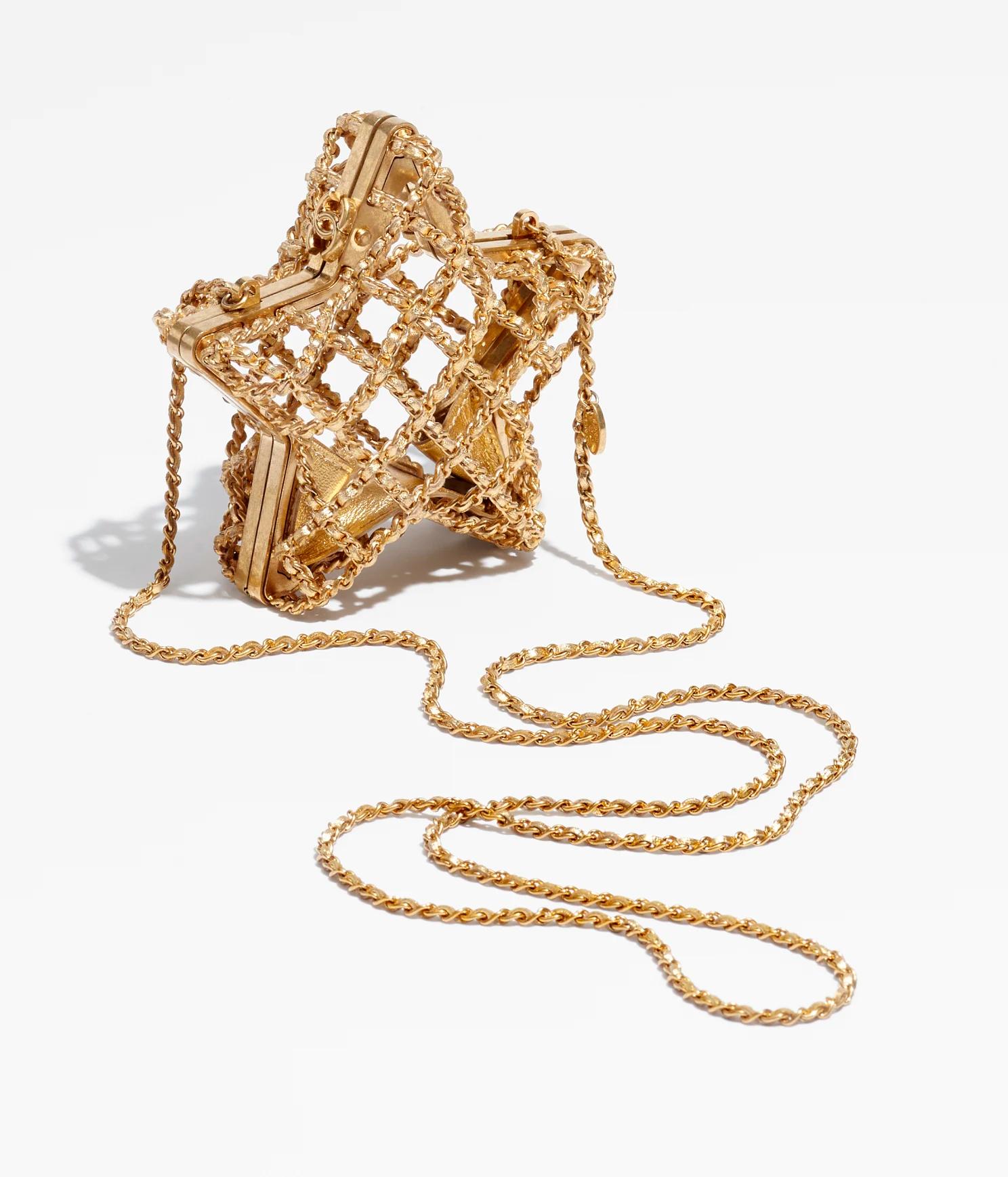 Túi Chanel Star Minaudiere Gold-Tone Metal & Metallic Lambskin Nữ Vàng