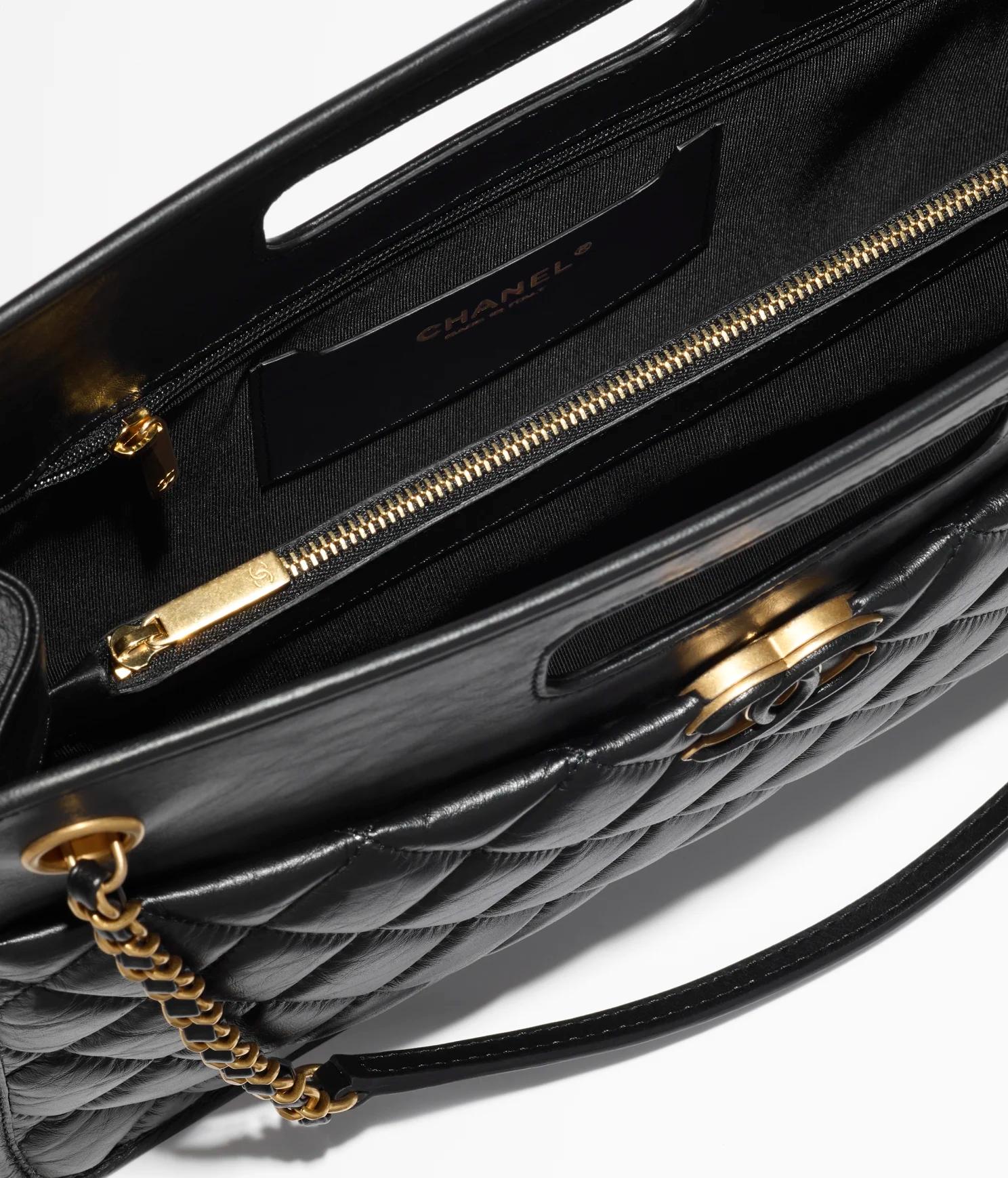 Túi Chanel Small Shopping Bag Aged Calfskin Gold-Tone Nữ Đen