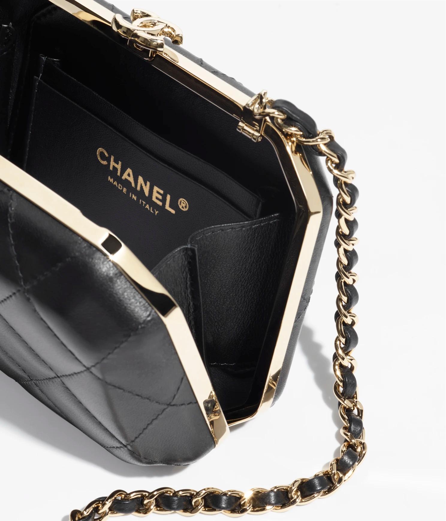 Túi Chanel Evening Bag Lambskin & Gold-Tone Metal Nữ Đen
