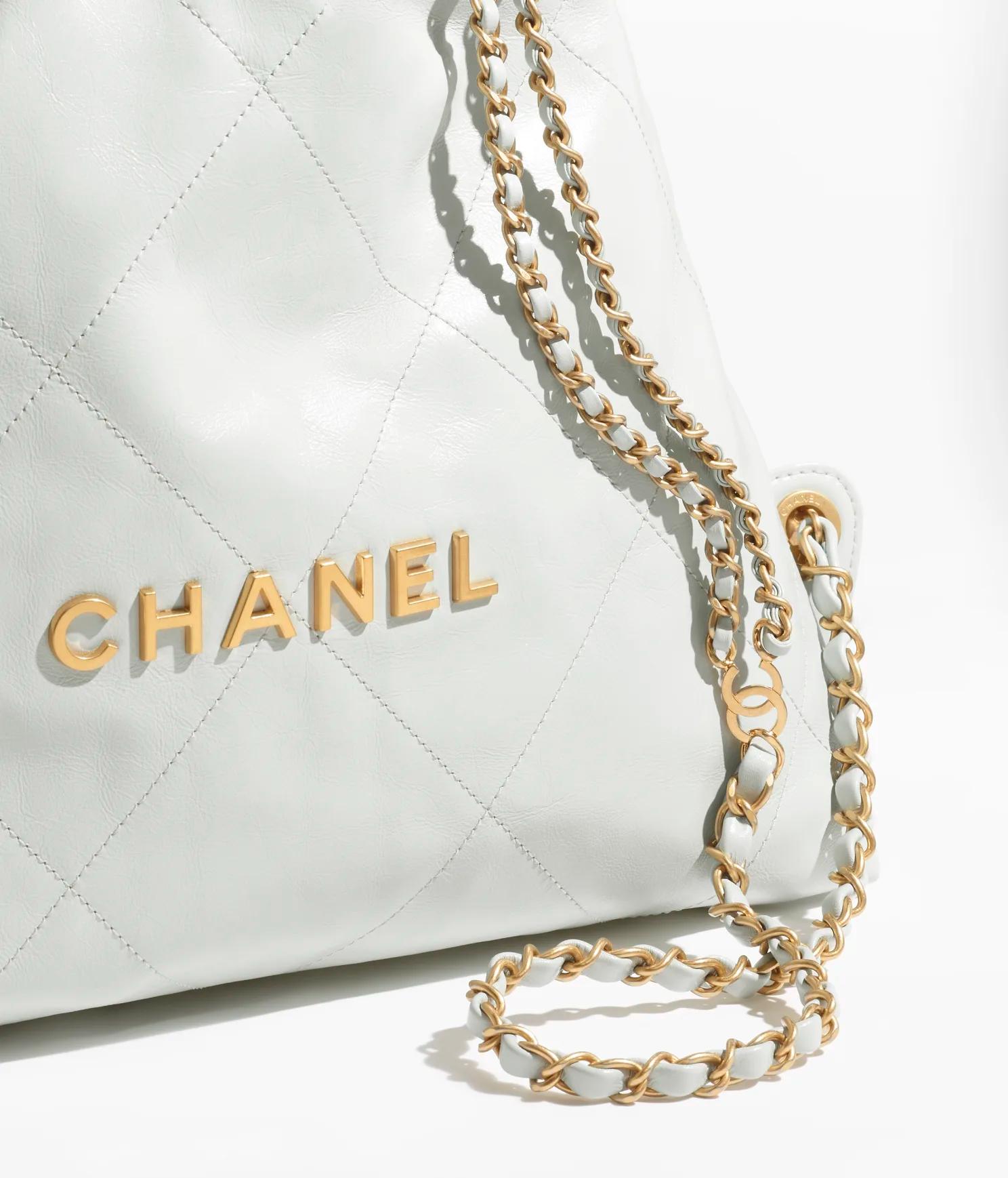 Túi Chanel Large Back Pack CHANEL 22 Shiny Calfskin & Gold-Tone Nữ Xanh
