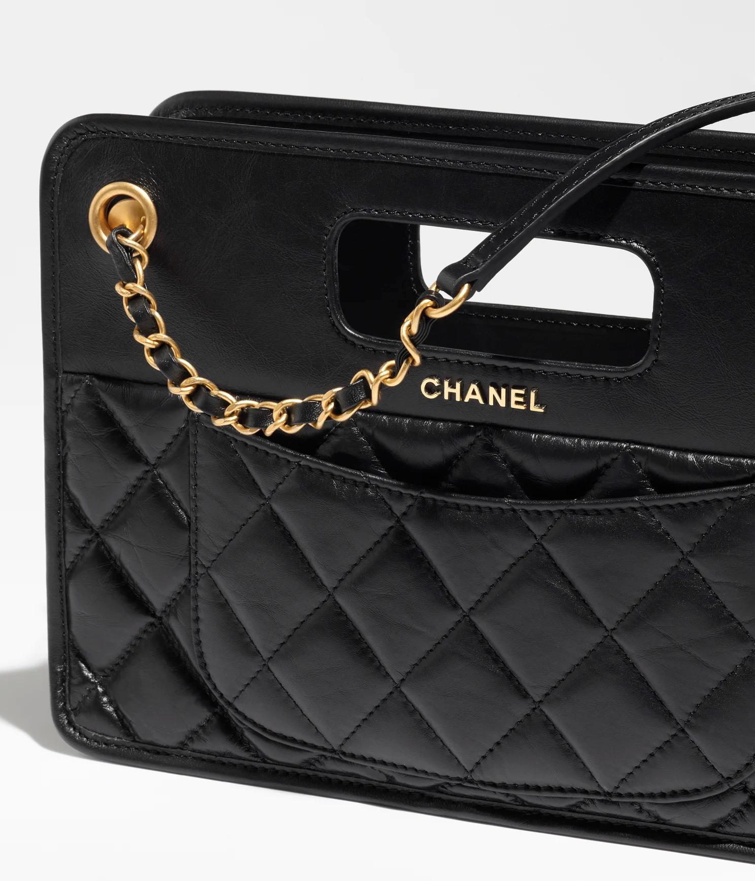 Túi Chanel Small Shopping Bag Aged Calfskin Gold-Tone Nữ Đen