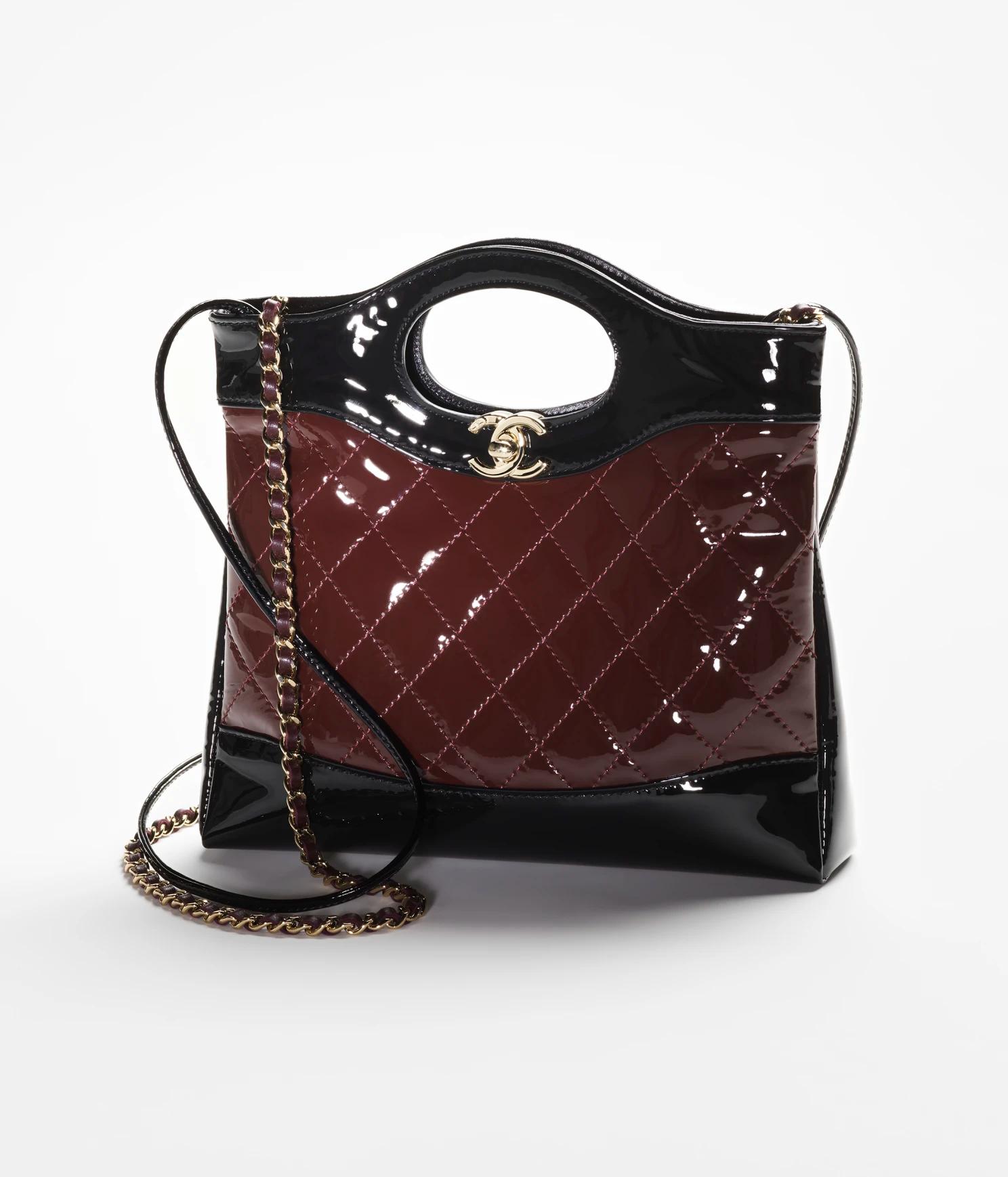 Túi Chanel Chanel 31 Mini Shopping Bag Patent Calfskin Gold-Tone Metal Nữ Nâu