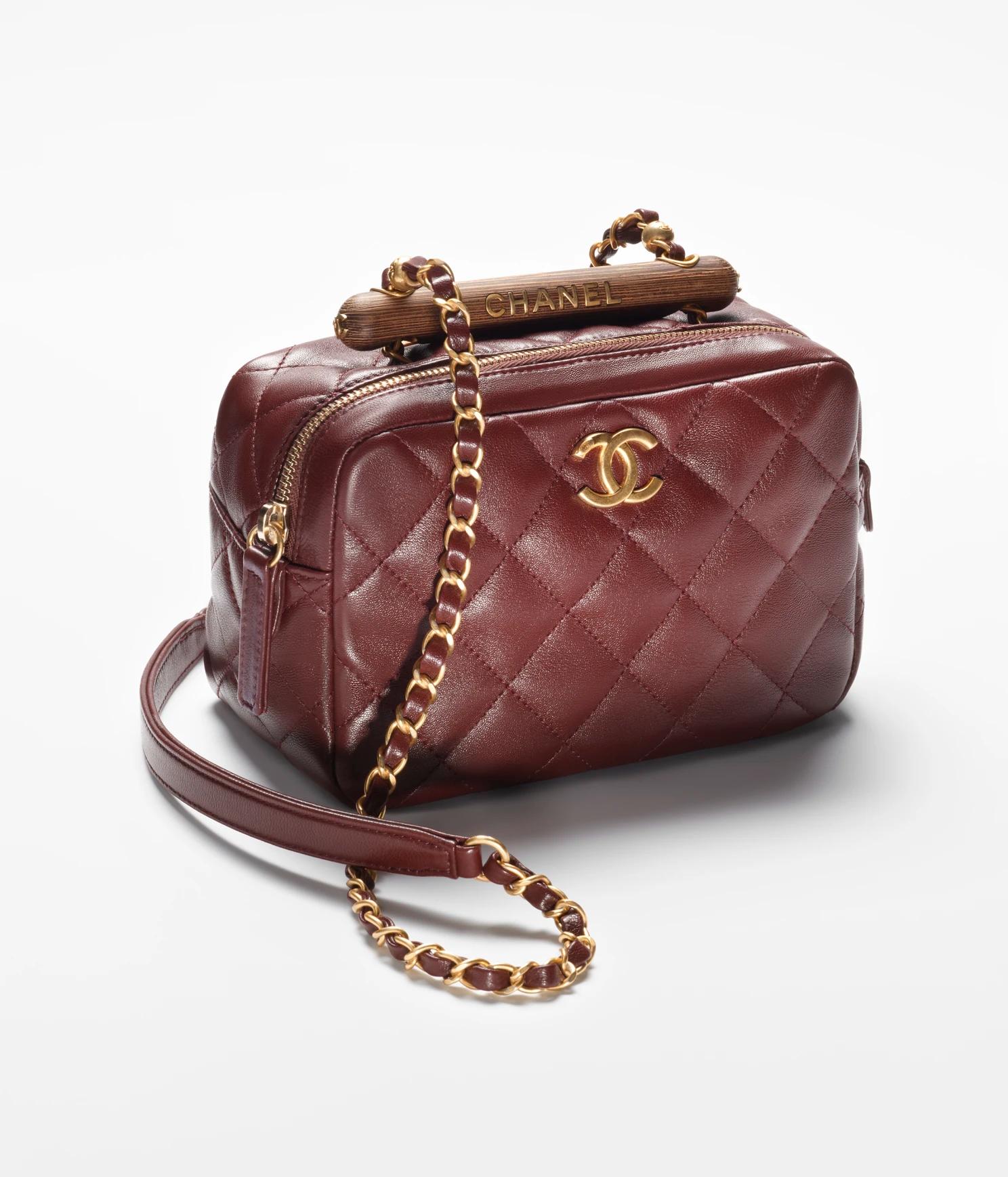 Túi Chanel Mini Bowling Bag Lambskin & Wenge Wood Nữ Nâu 