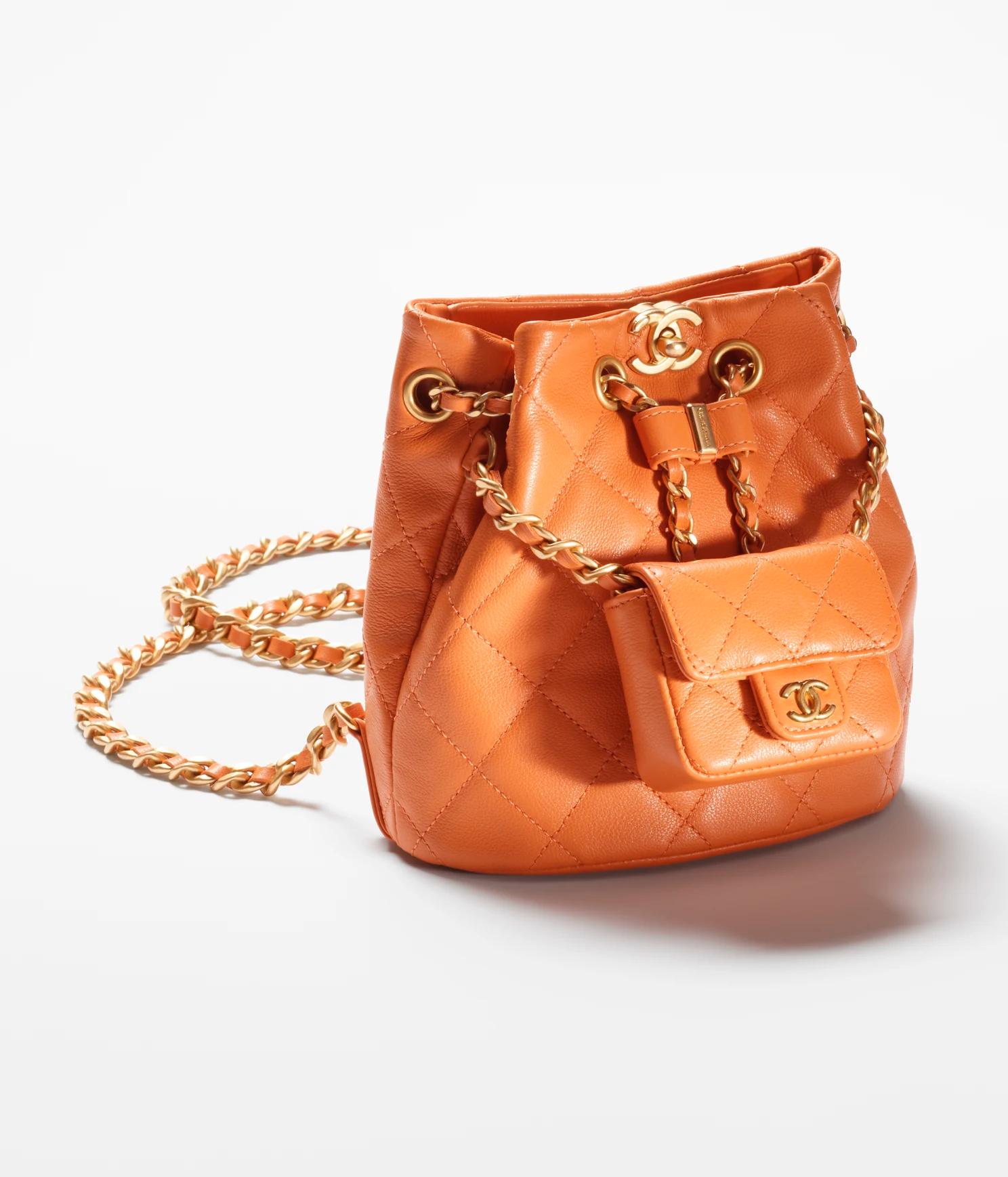 Túi Chanel Small Backpack Calfskin & Gold-Tone Metal Nữ Cam