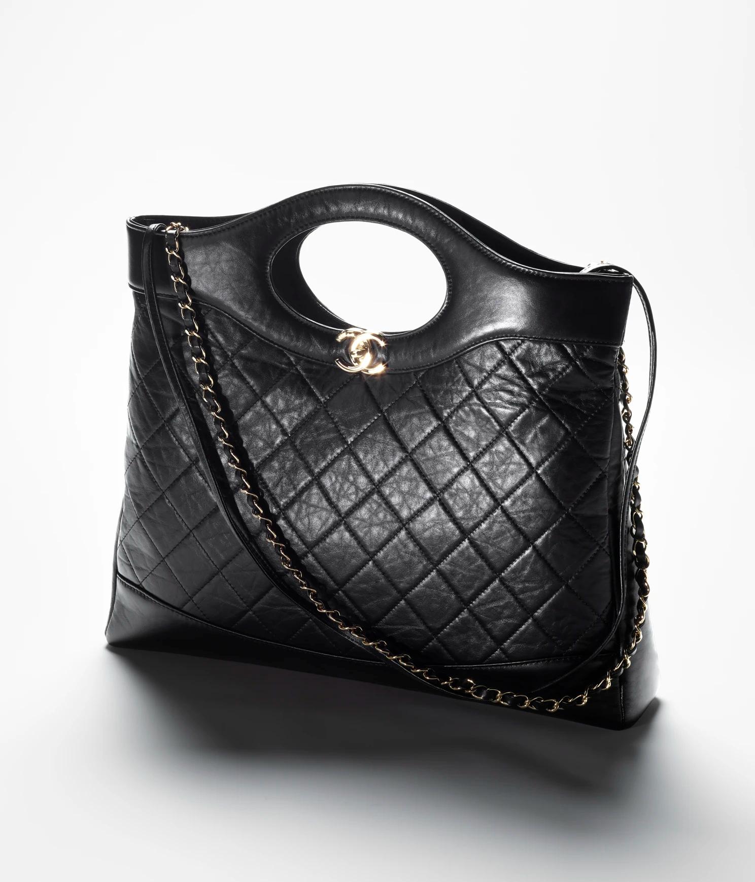 Túi Chanel Chanel 31 Large Shopping Bag Shiny Crumpled Calfskin Gold-Tone Nữ Đen