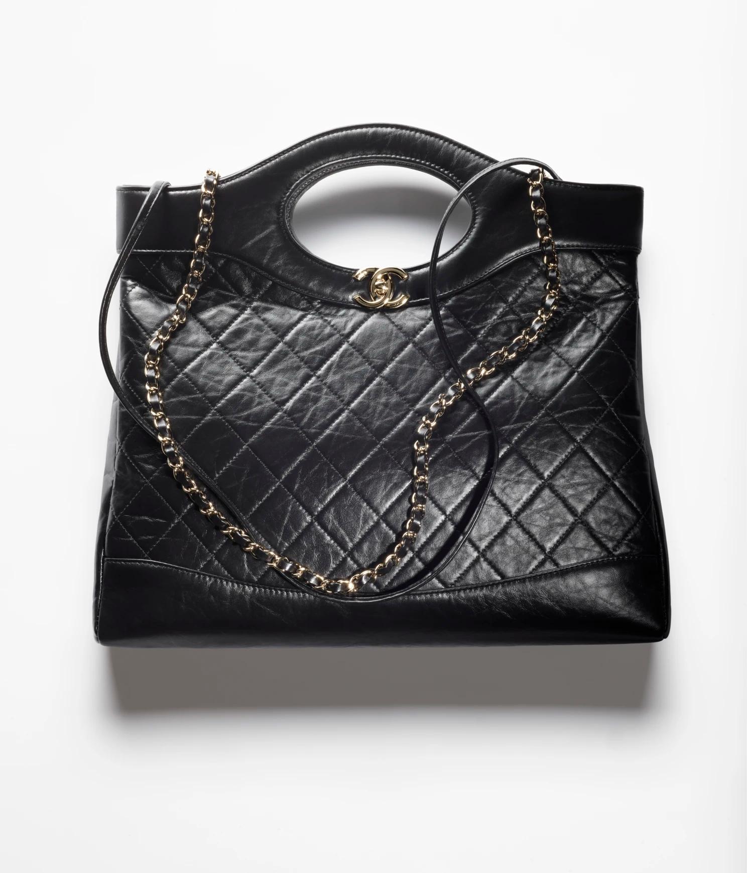 Túi Chanel Chanel 31 Large Shopping Bag Shiny Crumpled Calfskin Gold-Tone Nữ Đen