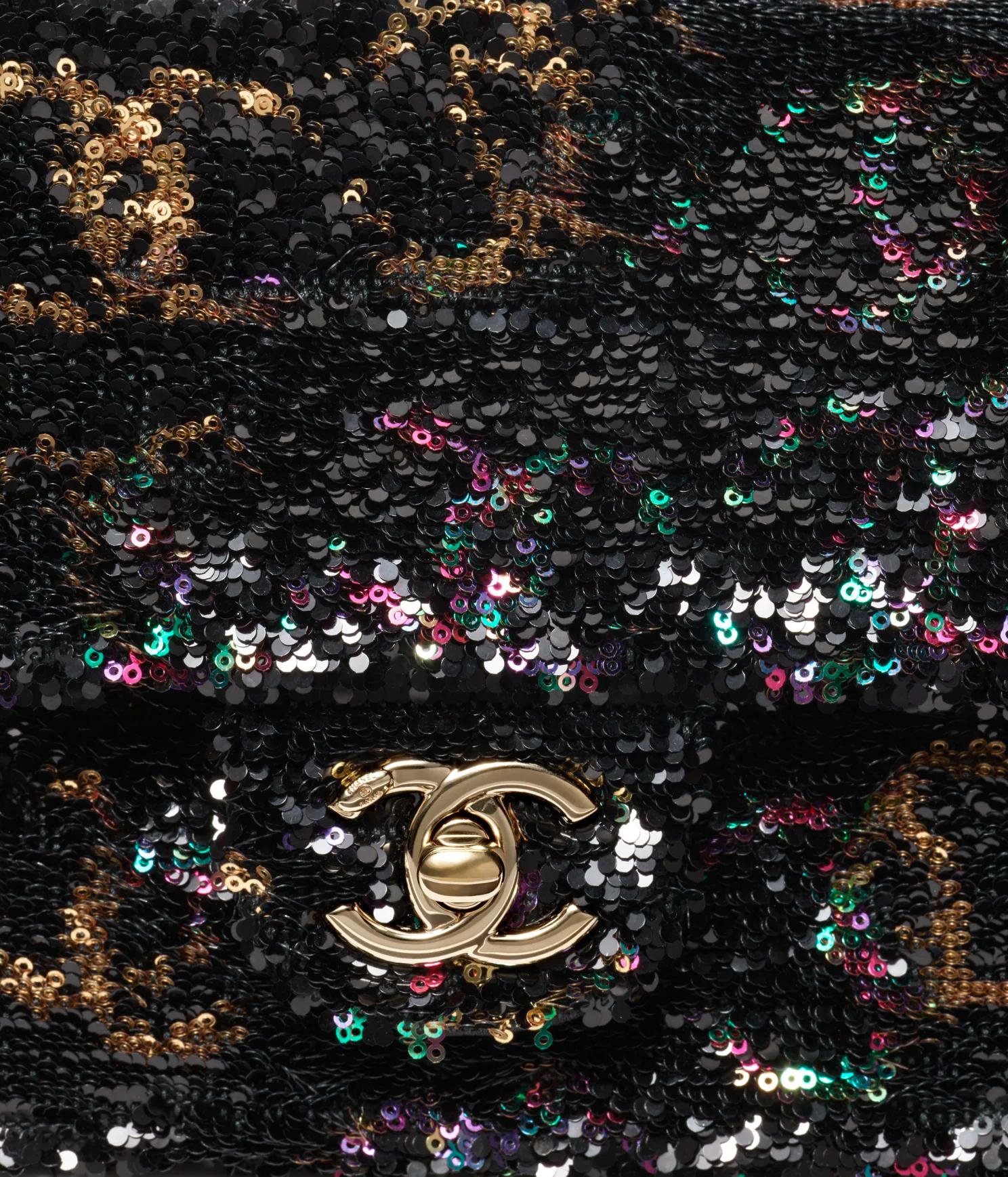 Túi Chanel Evening Bag Sequins & Gold-Tone Metal Nữ Đen