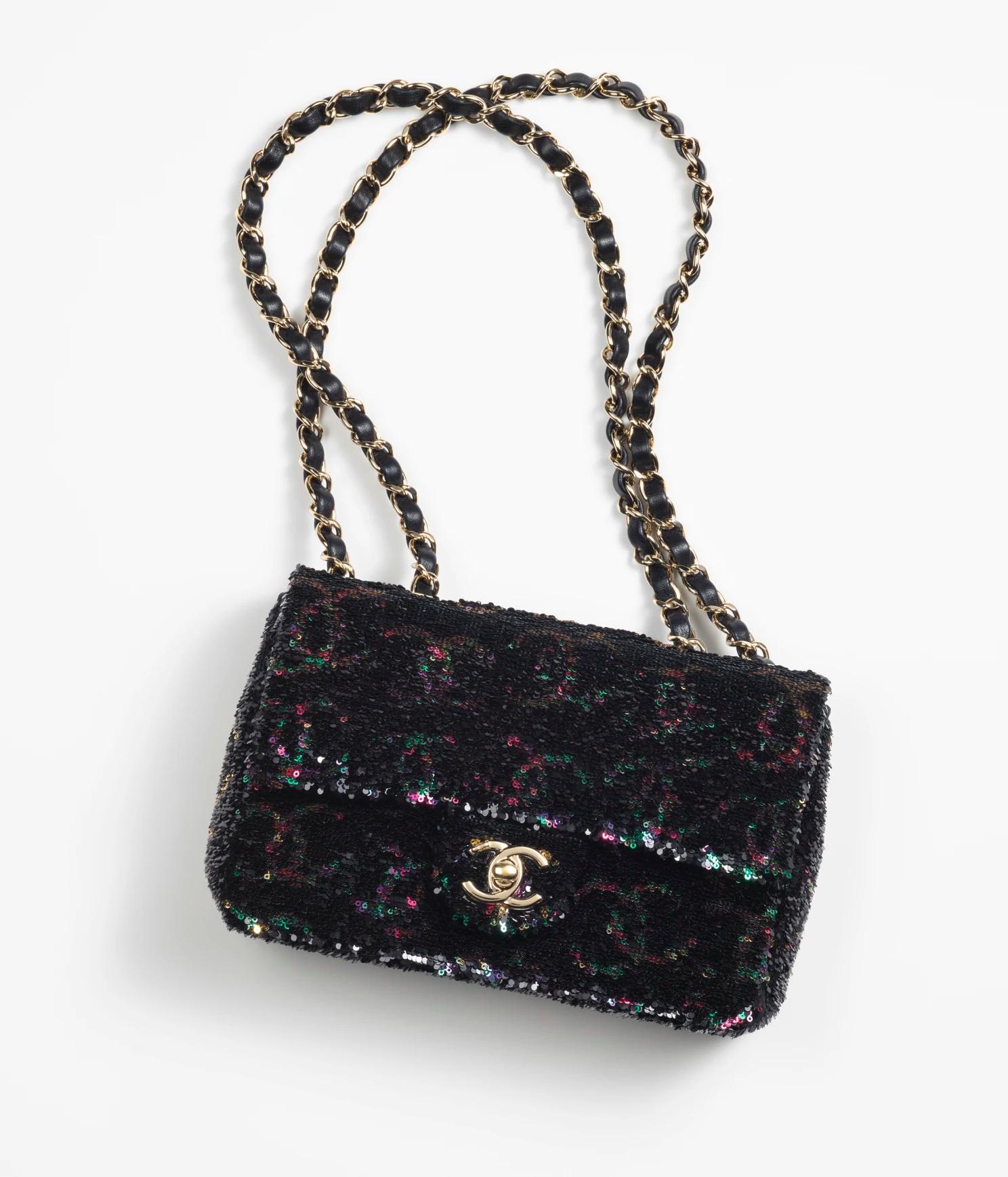Túi Chanel Evening Bag Sequins & Gold-Tone Metal Nữ Đen