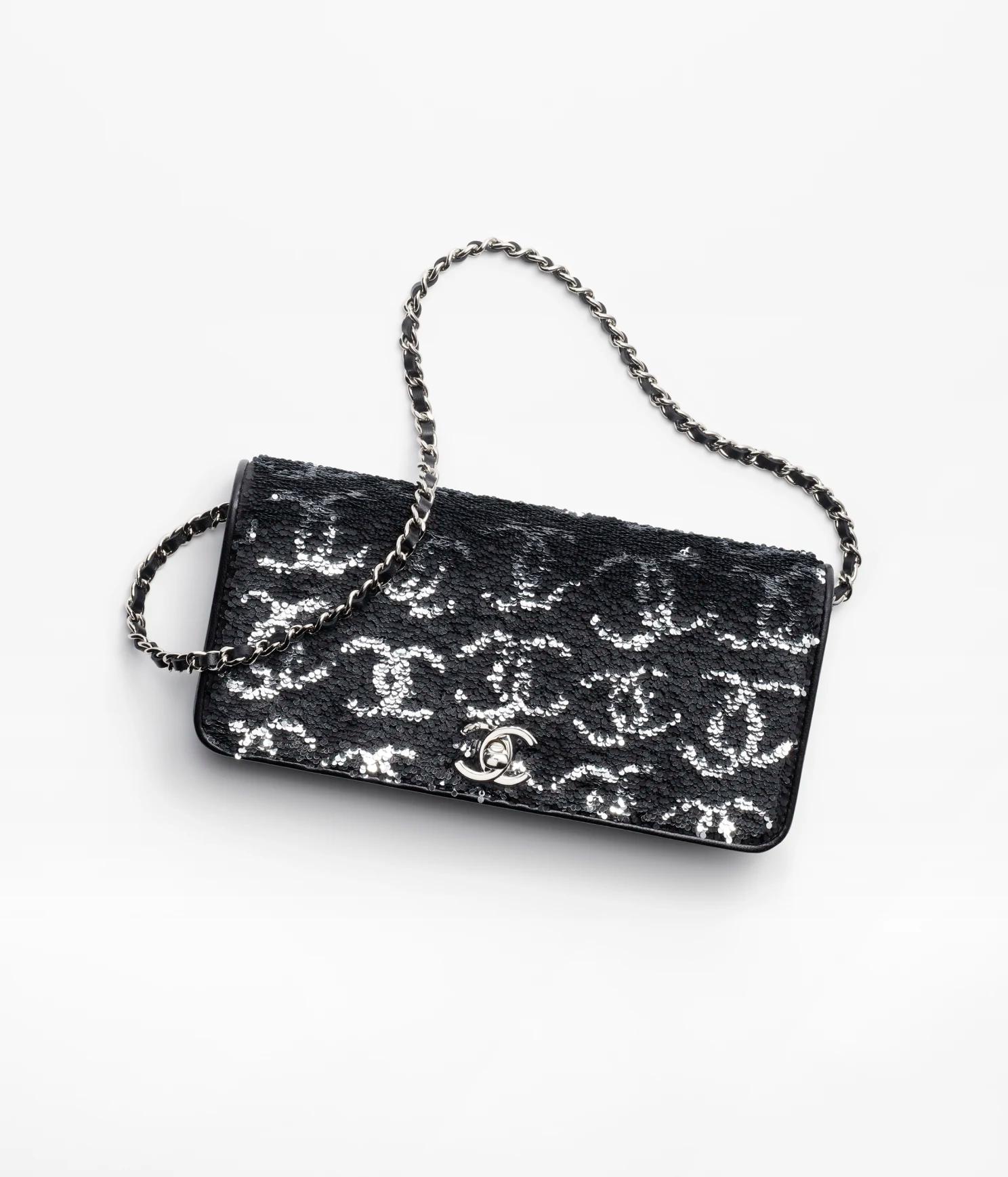 Túi Chanel Small Evening Bag Sequins & Silver-Tone Nữ Đen