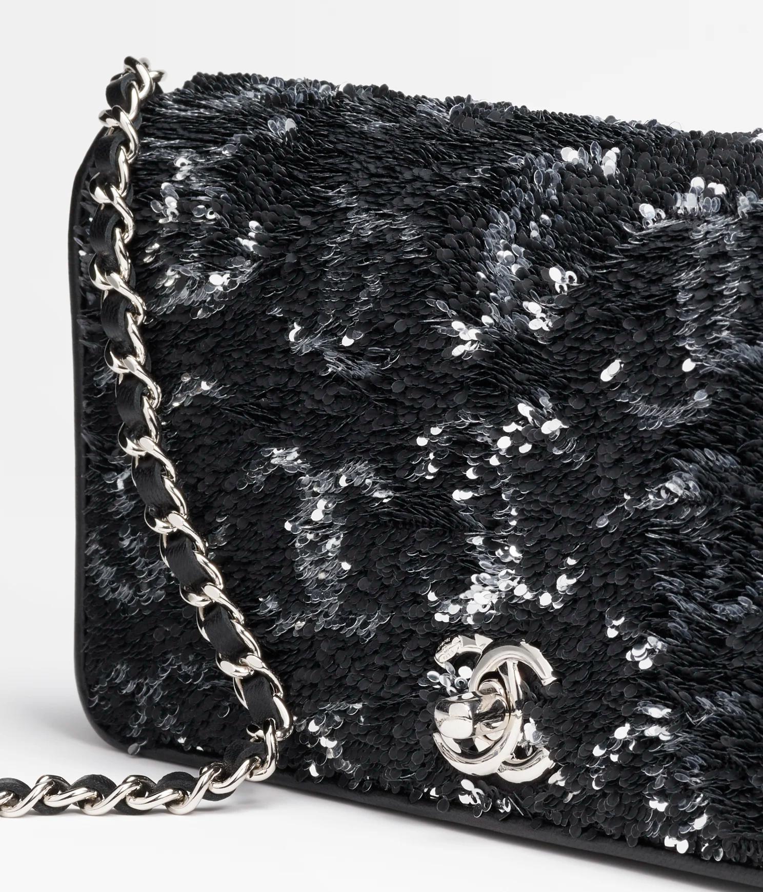 Túi Chanel Small Evening Bag Sequins & Silver-Tone Nữ Đen