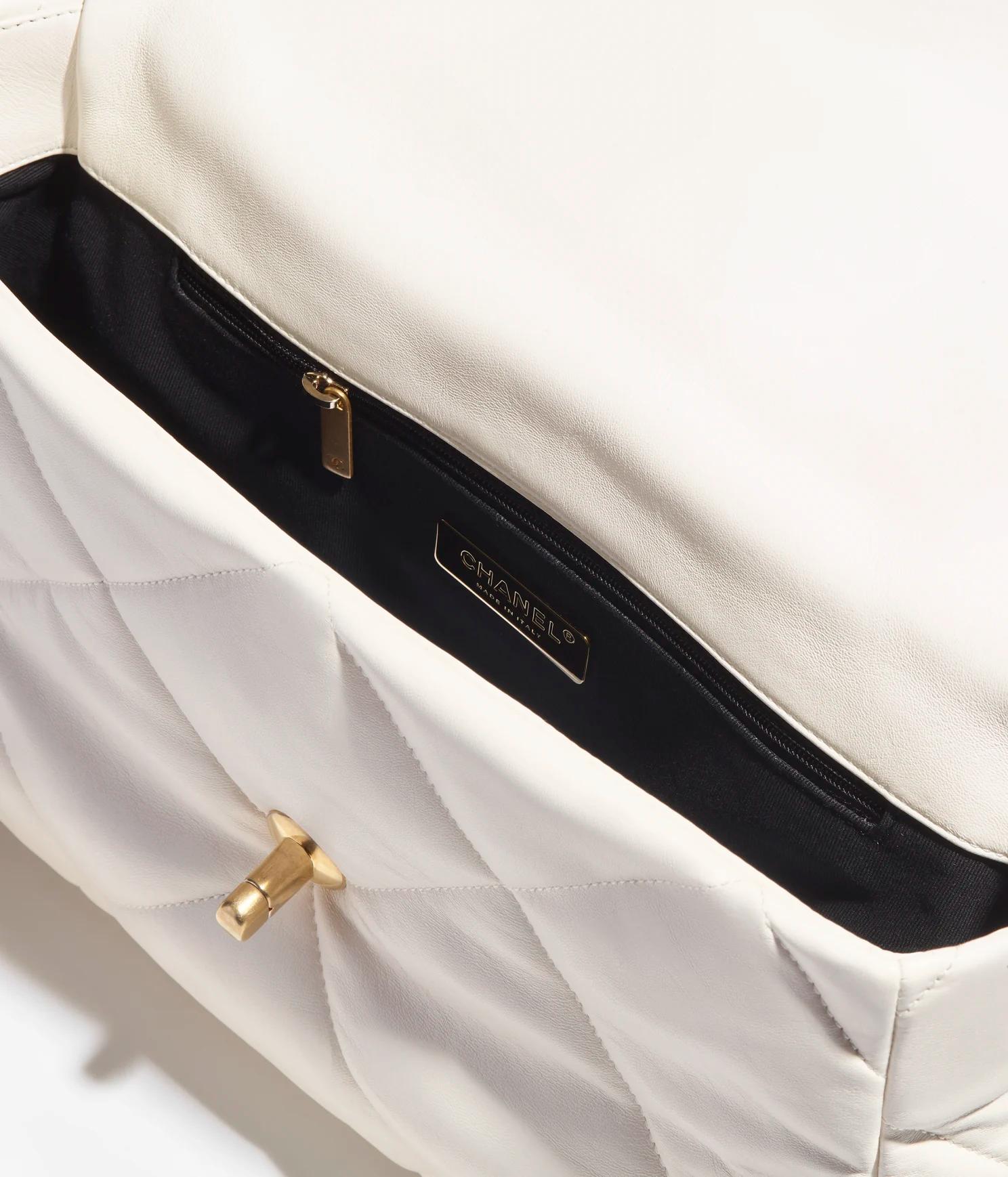 Túi Chanel Chanel 19 Large Handbag Shiny Lambskin & Ruthenium-Finish Metal Nữ Trắng