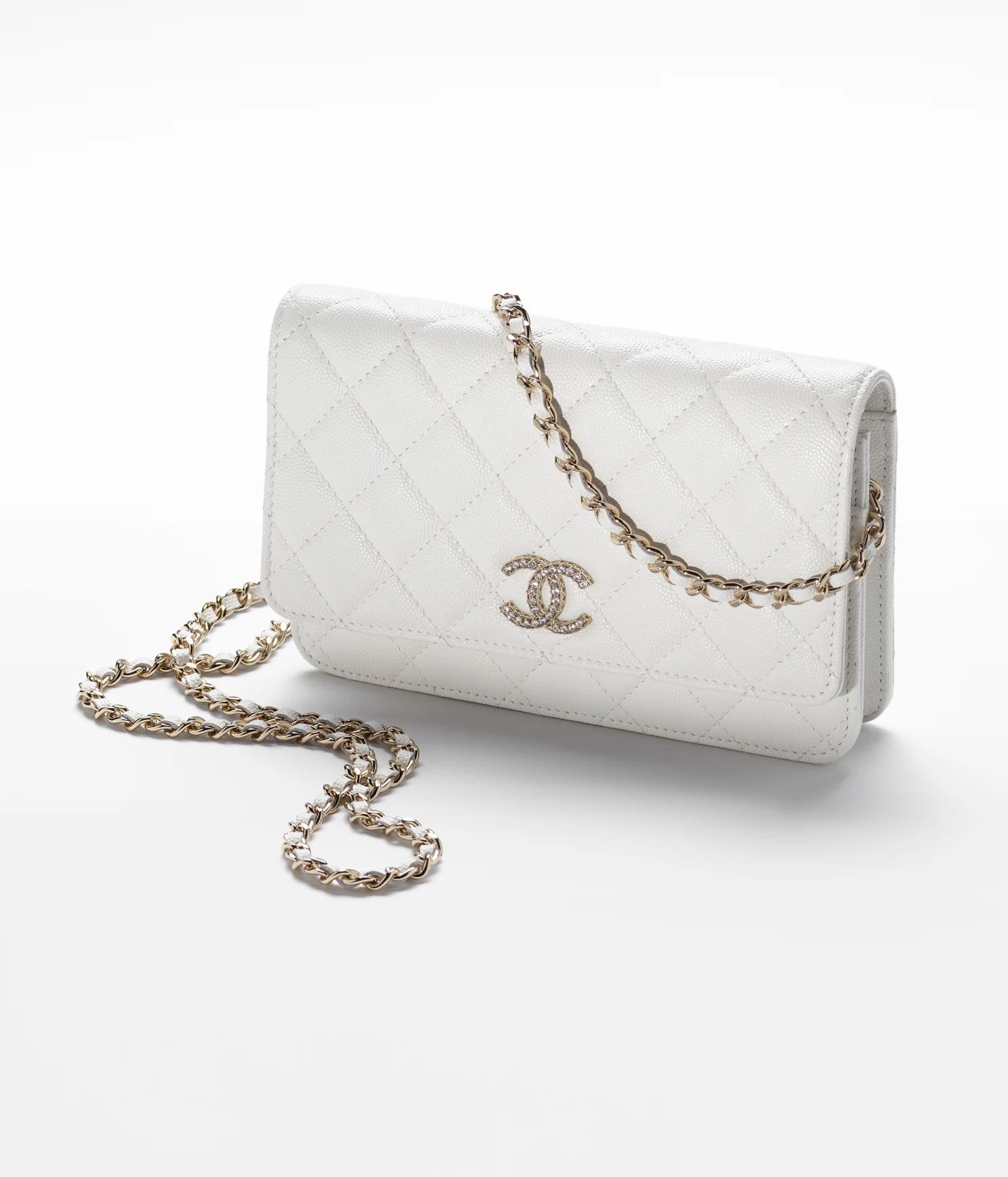 Túi Chanel Wallet on Chain Shiny Grained Calfskin Nữ Trắng