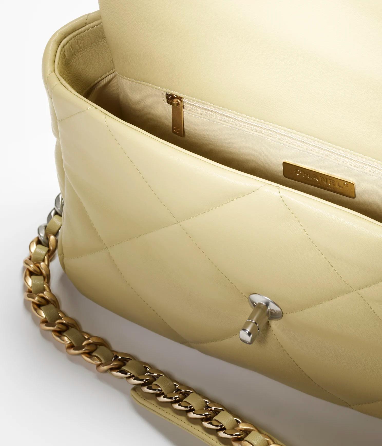 Túi Chanel Chanel 19 Large Handbag Shiny Lambskin & Ruthenium-Finish Metal Nữ Vàng