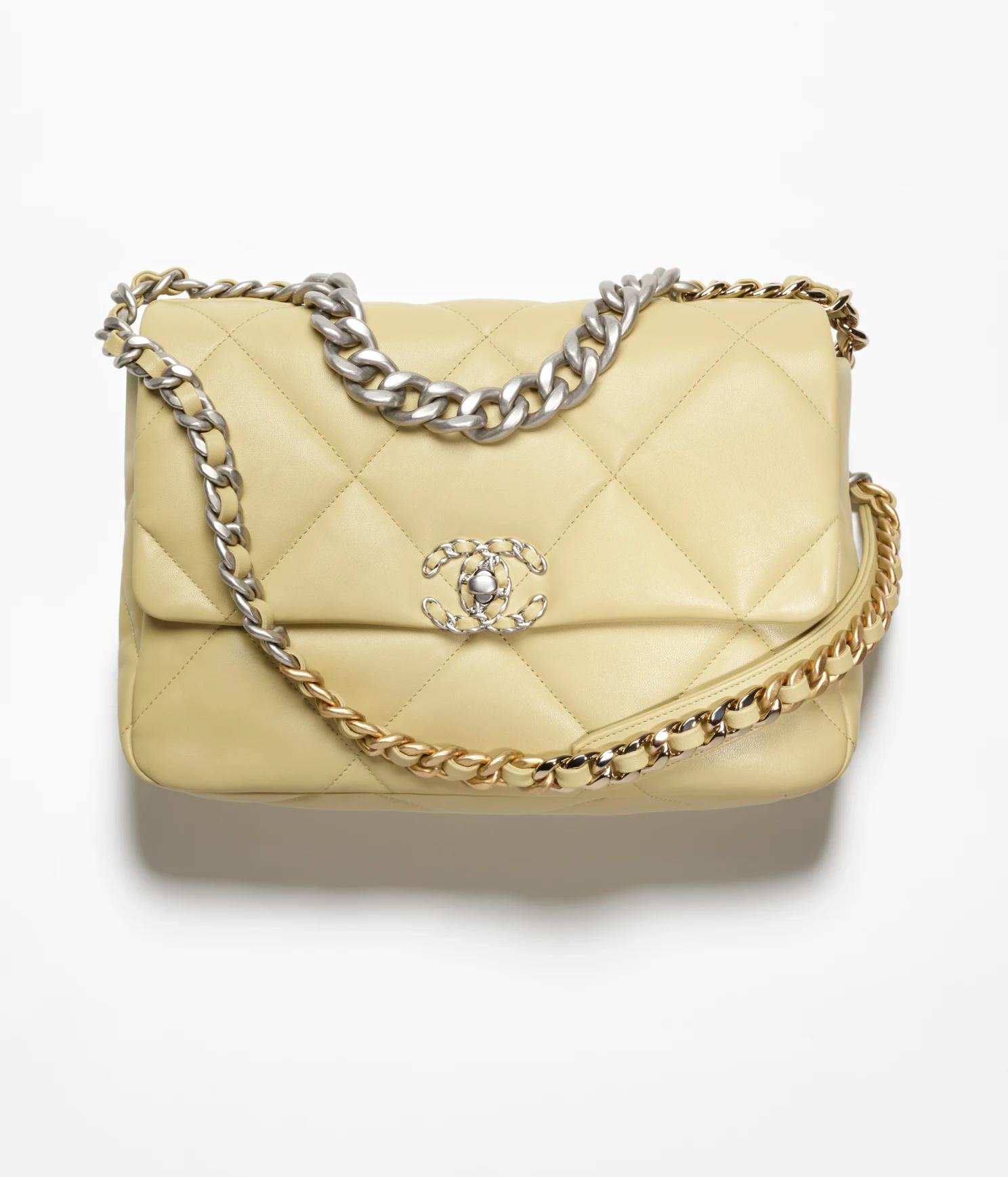Túi Chanel Chanel 19 Large Handbag Shiny Lambskin & Ruthenium-Finish Metal Nữ Vàng