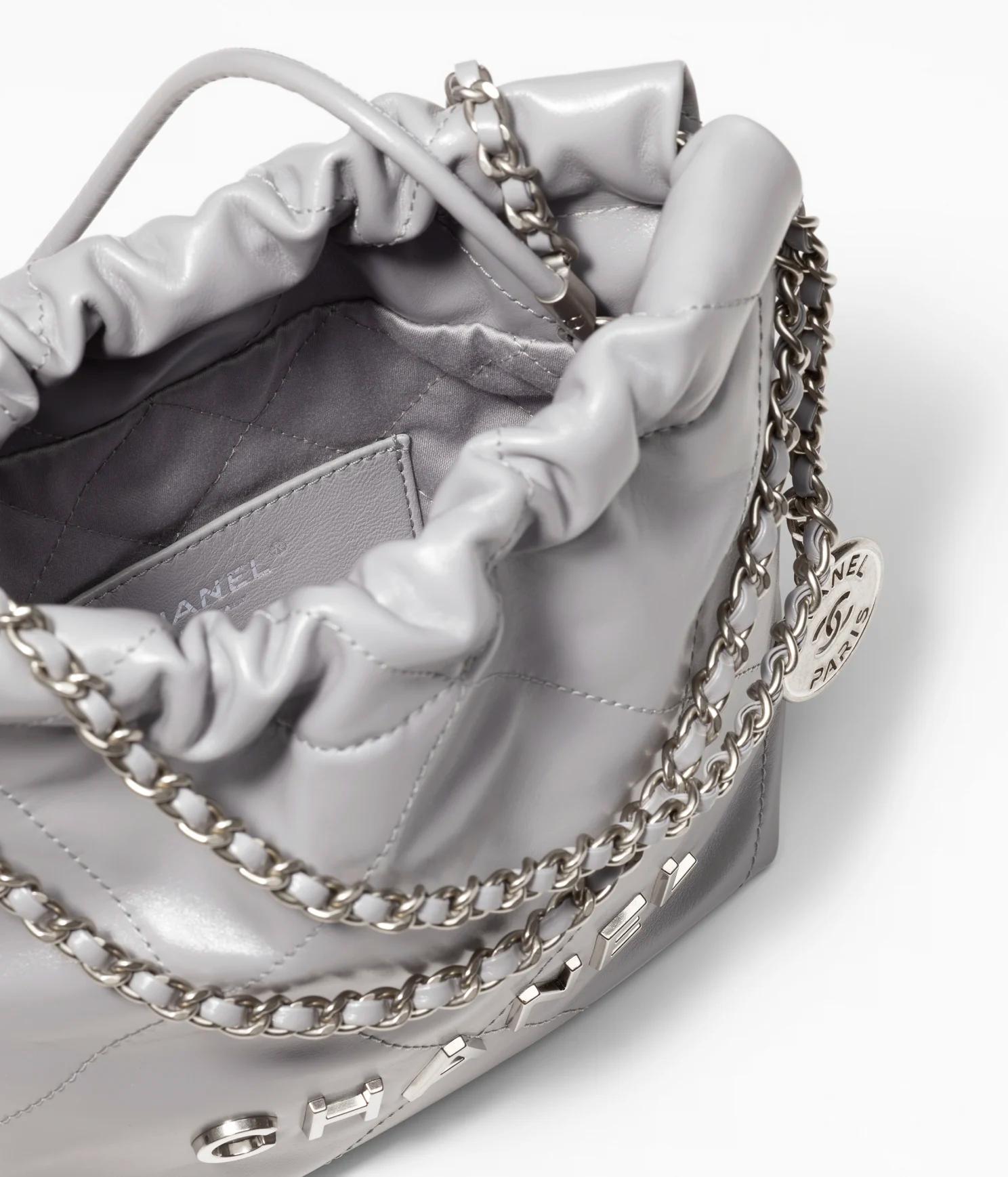 Túi Chanel CHANEL 22 Mini Handbag Calfskin & Silver-Tone Metal Nữ Xám