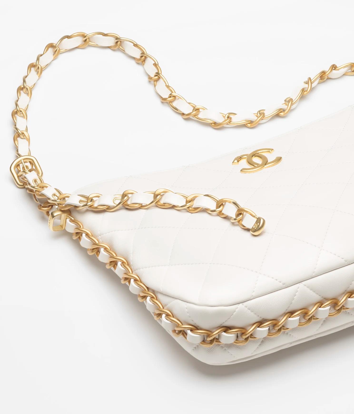 Túi Chanel Large Hobo Bag Shiny Lambskin & Gold-Tone Metal Nữ Trắng