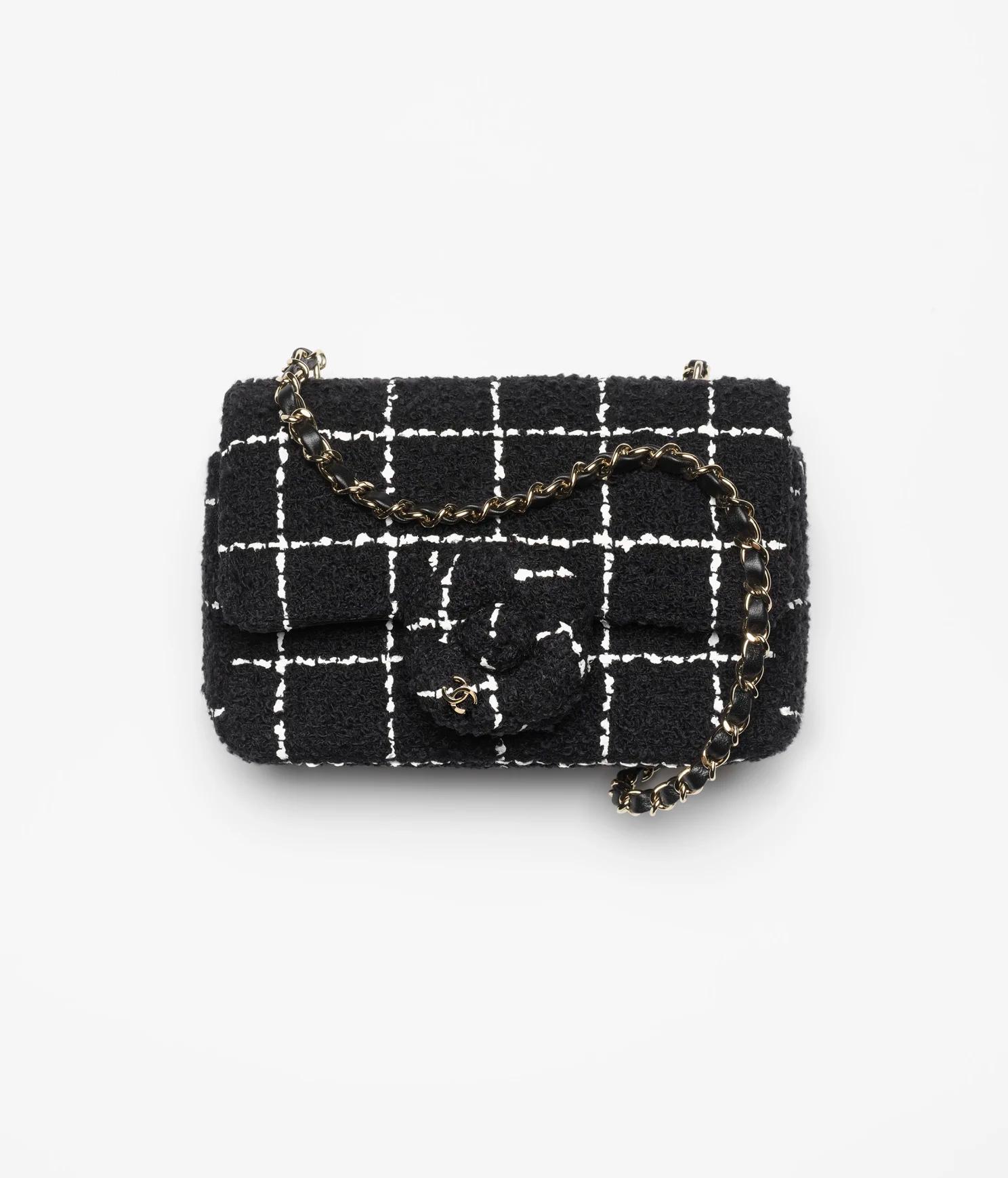Túi Chanel Small Flap Bag Wool Tweed & Gold-Tone Nữ Đen
