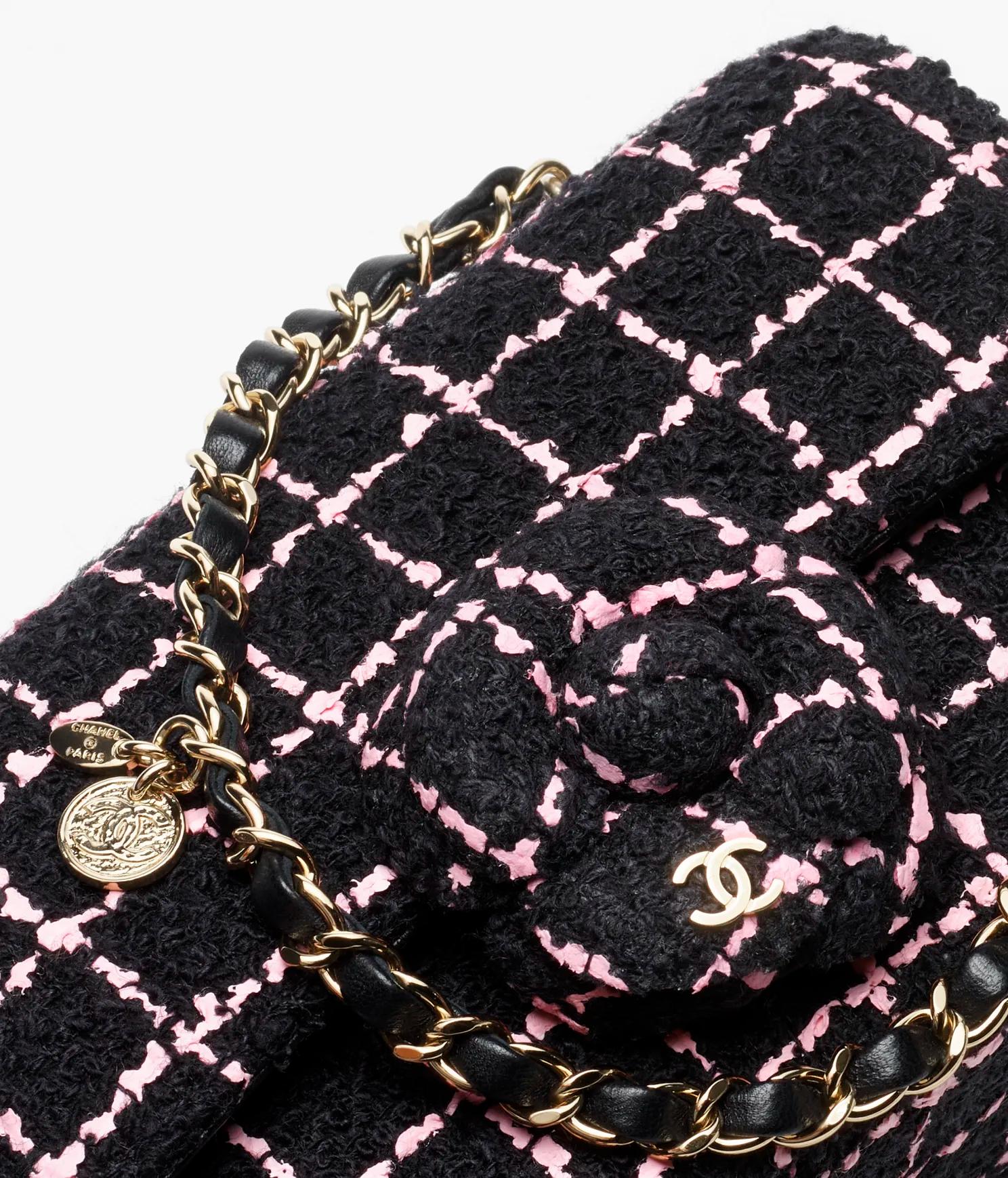 Túi Chanel Small Flap Bag Wool Tweed & Gold-Tone Nữ Đen Hồng