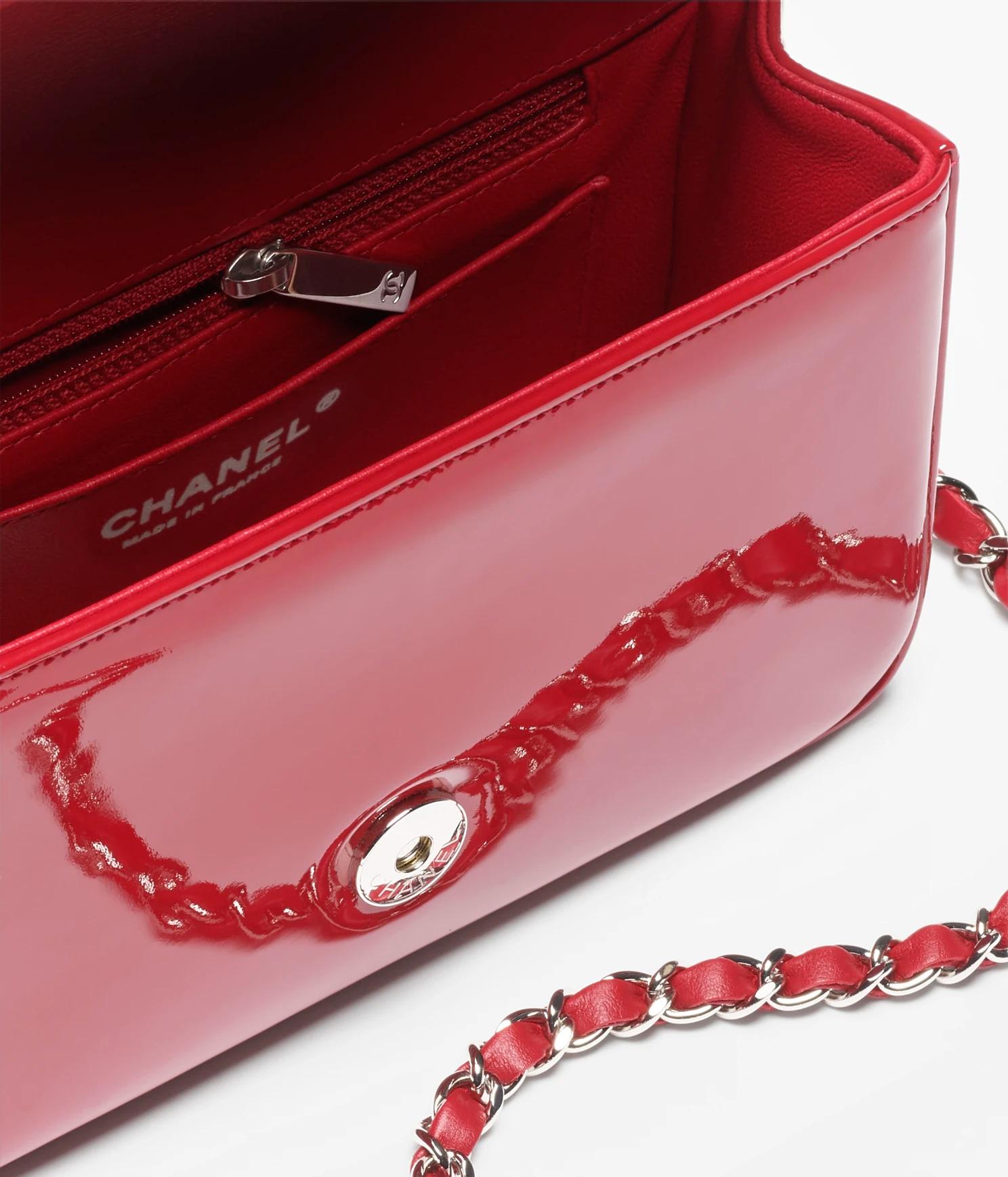 Túi Chanel Small Flap Bag Patent Calfskin & Gold-Tone Nữ Đỏ
