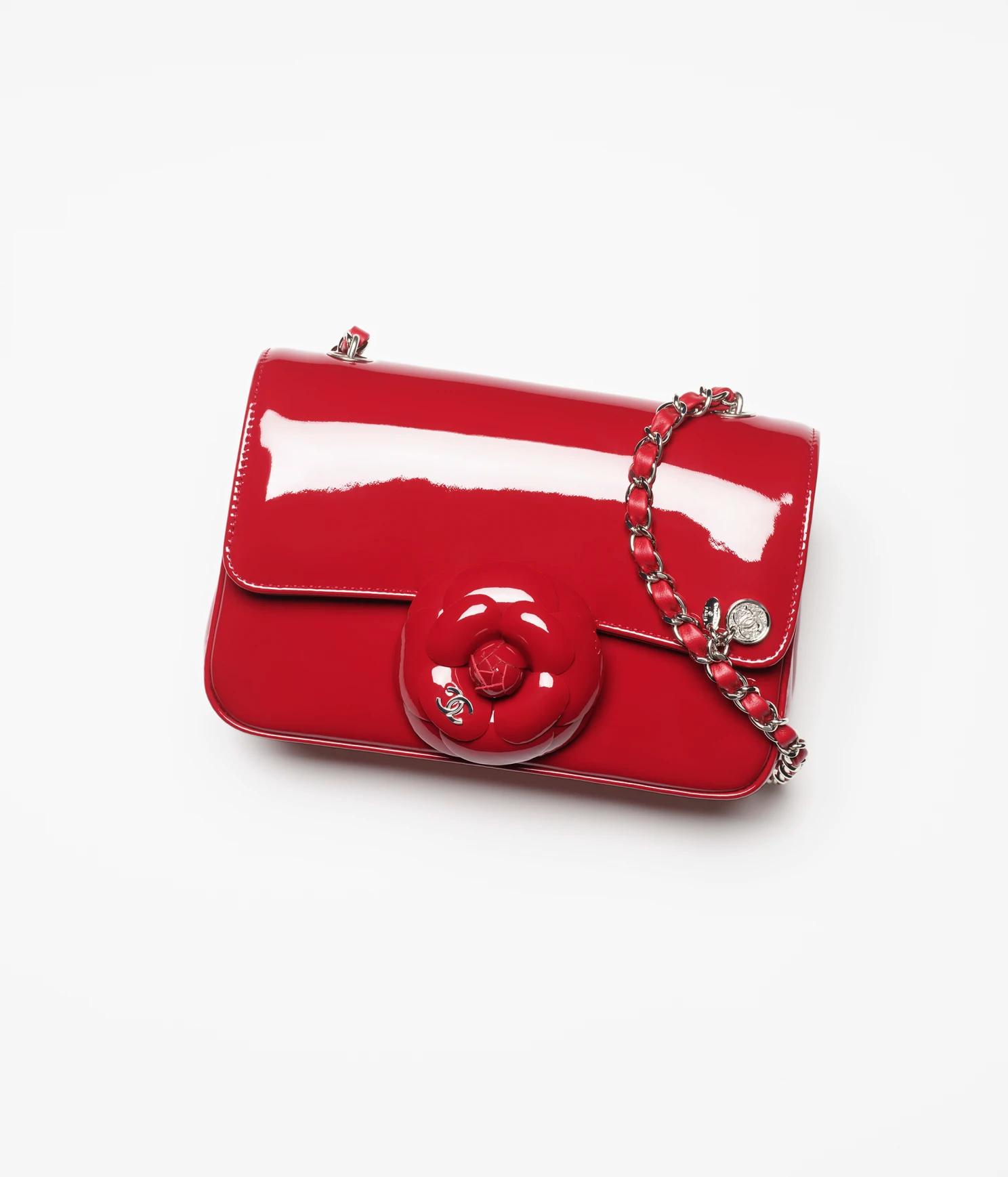 Túi Chanel Small Flap Bag Patent Calfskin & Gold-Tone Nữ Đỏ