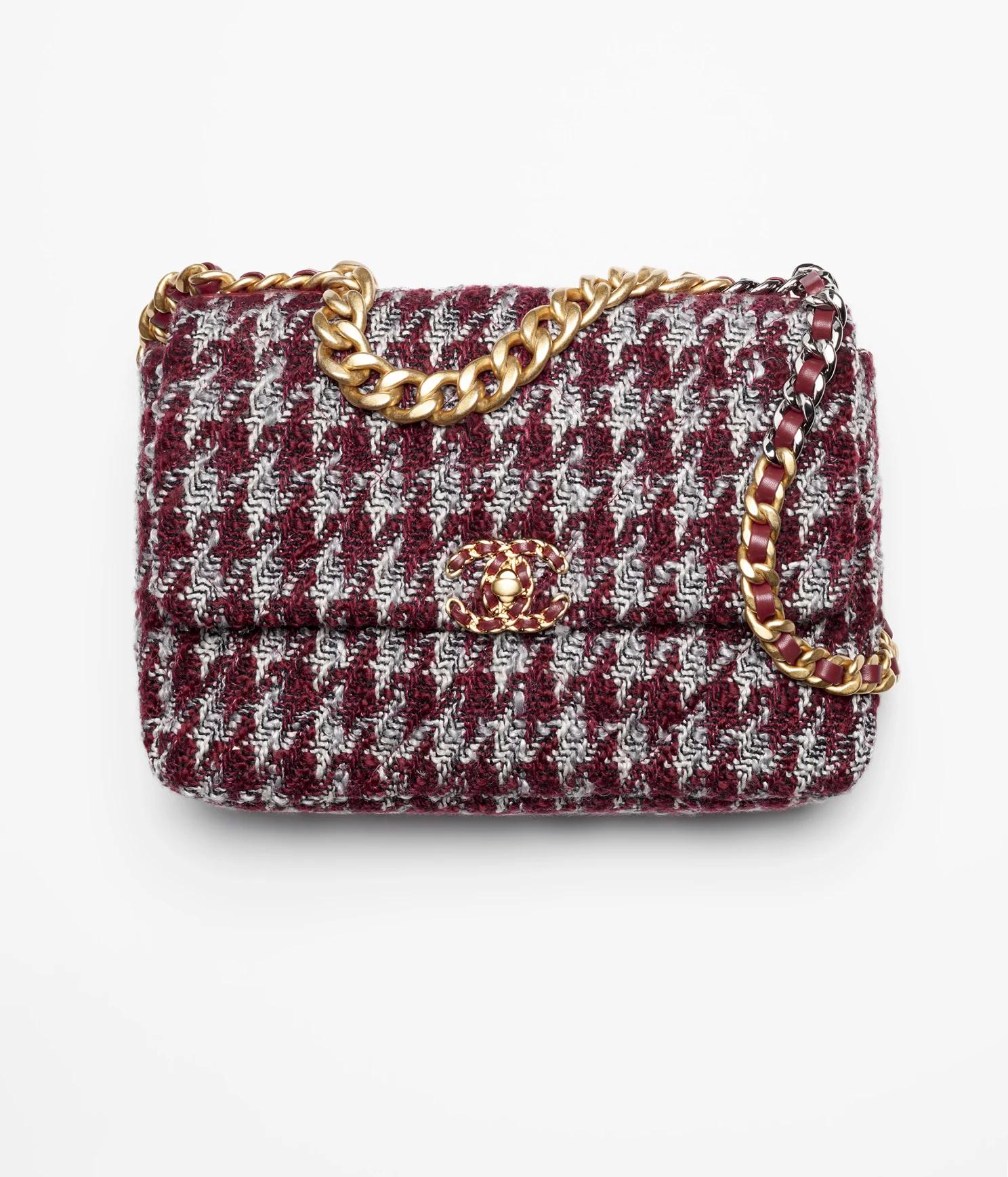 Túi Chanel Chanel 19 Large Handbag Wool Tweed & Ruthenium-Finish Metal Nữ Đỏ 
