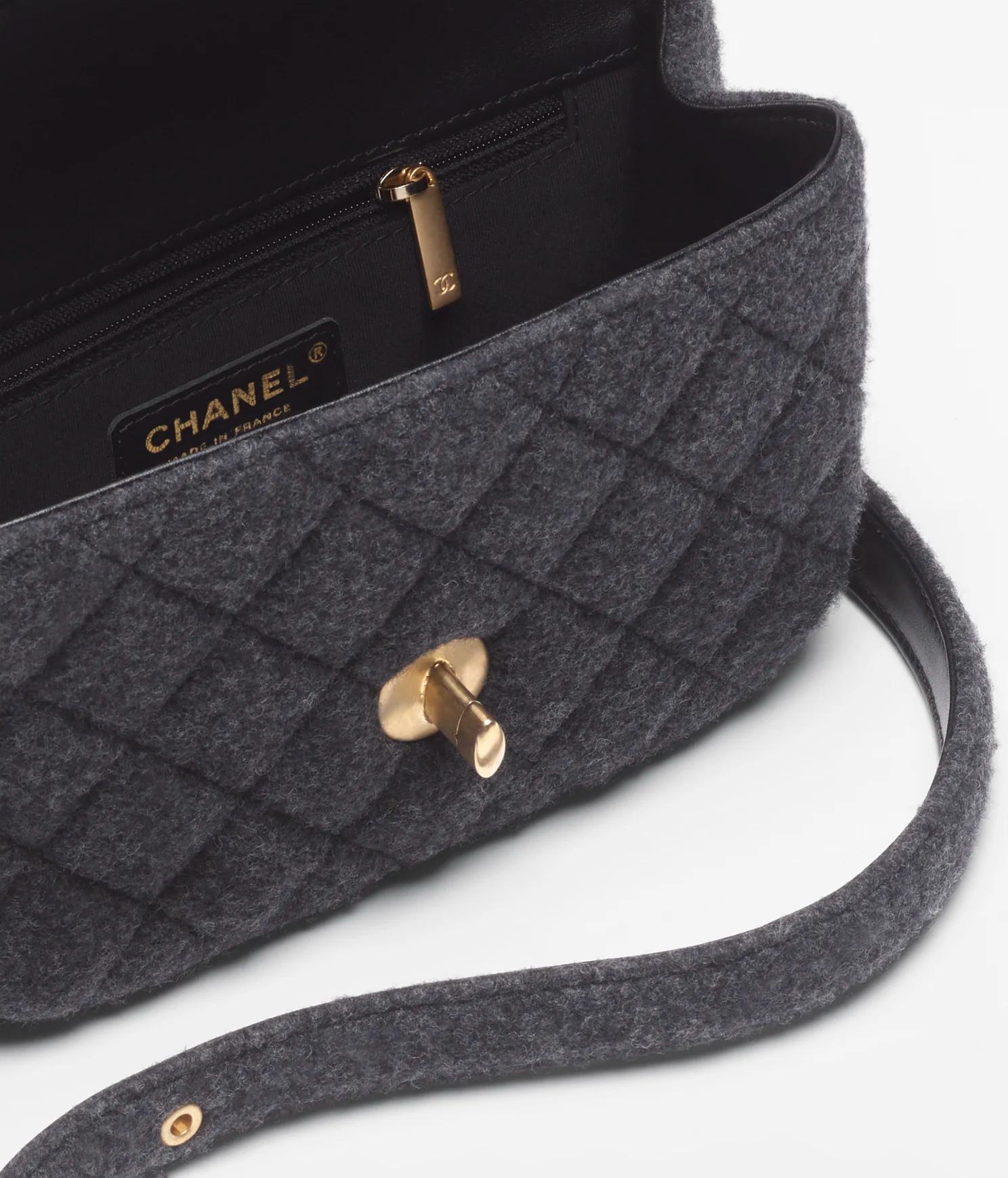 Túi Chanel Mini Messenger Bag Felt Nữ Xám