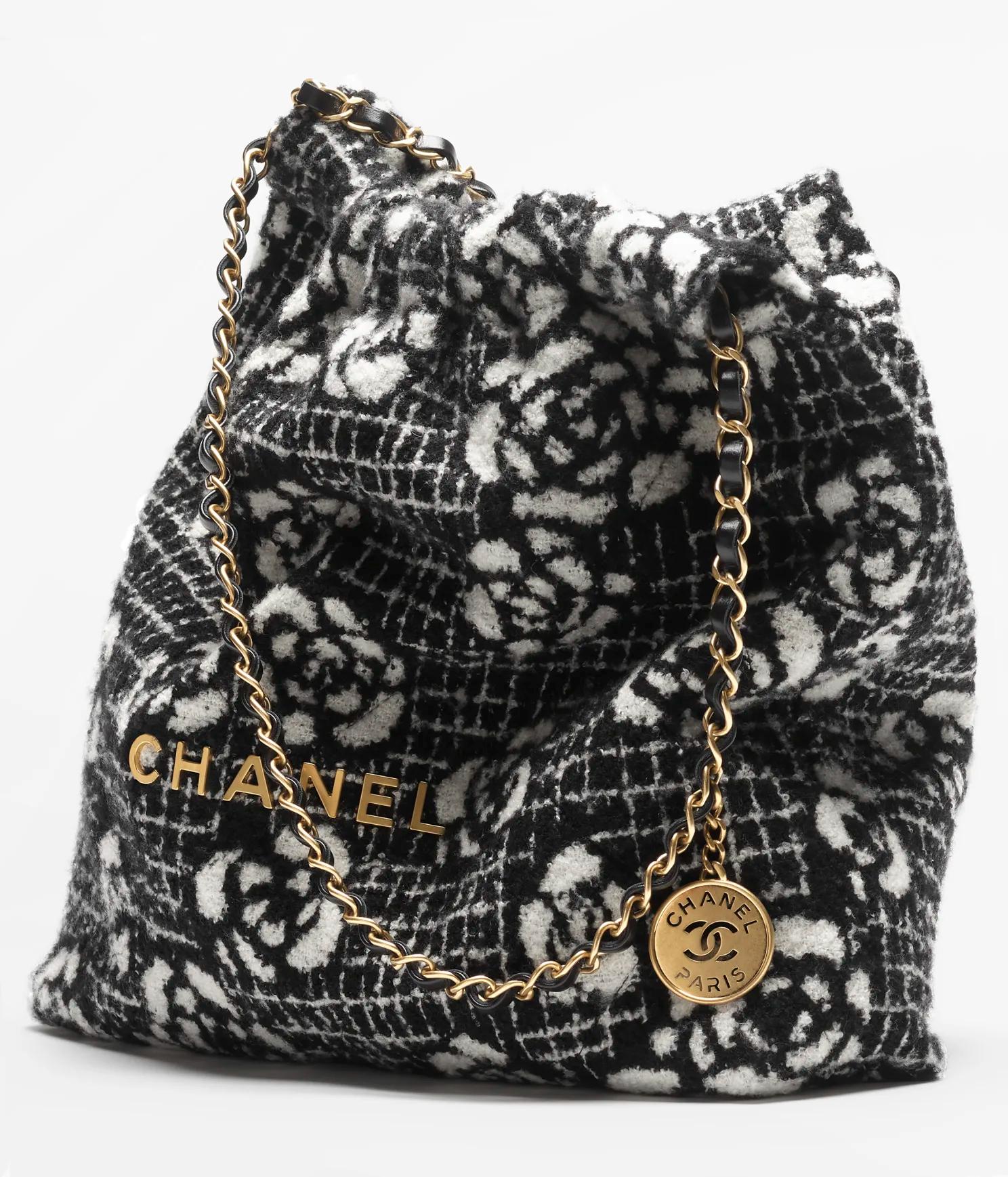 Túi Chanel CHANEL 22 Handbag Cashmere Jacquard & Gold-Tone Metal Nữ Đen