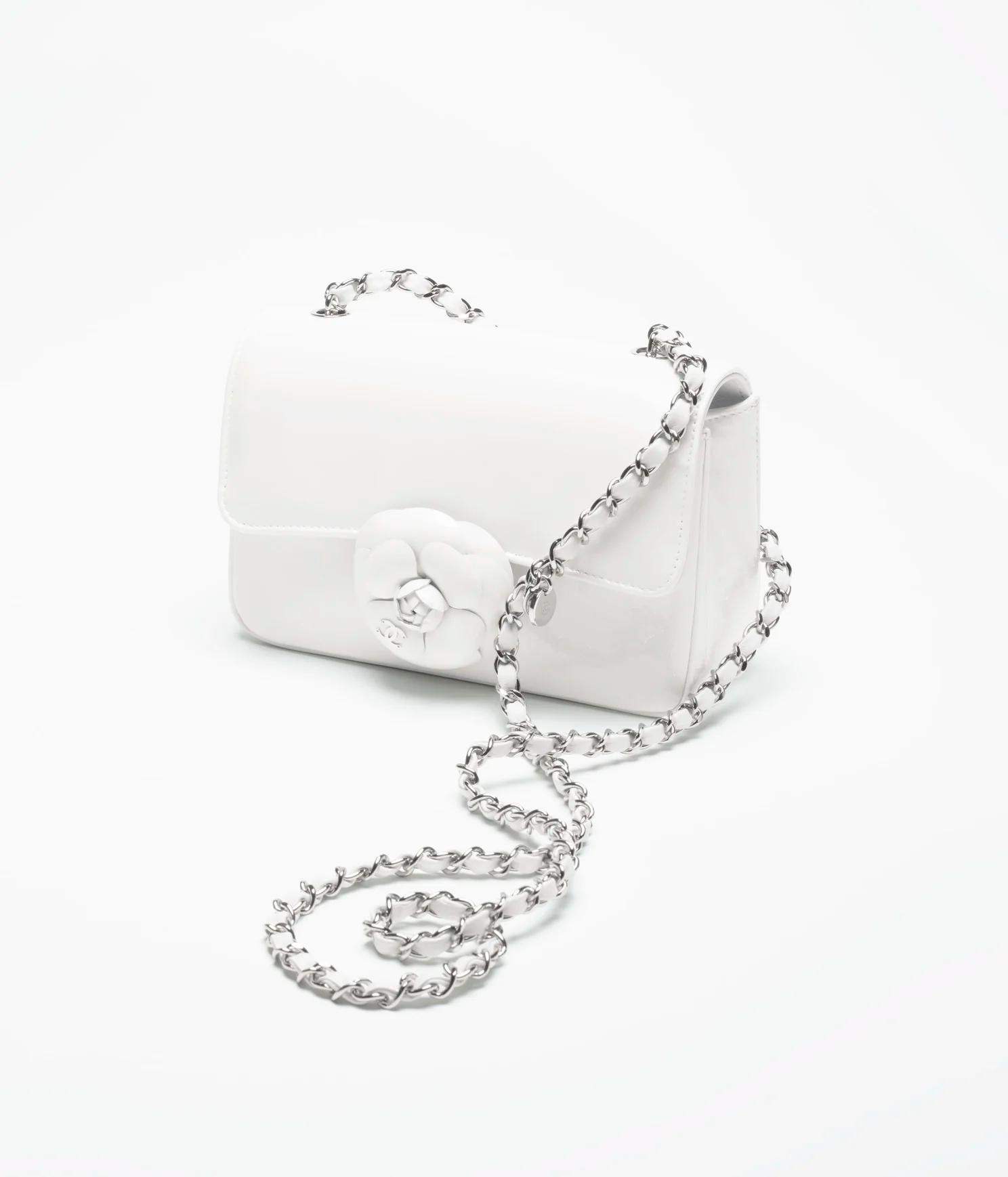 Túi Chanel Small Flap Bag Patent Calfskin & Gold-Tone Nữ Trắng