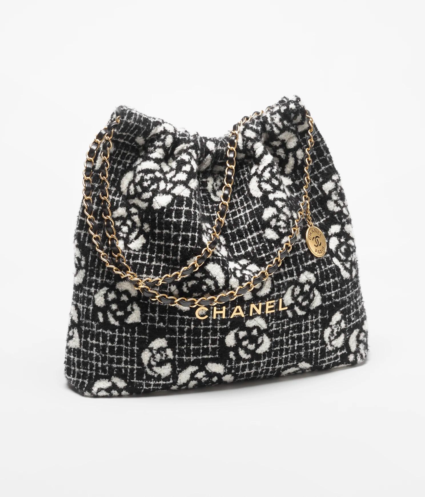 Túi Chanel CHANEL 22 Handbag Cashmere Jacquard & Gold-Tone Metal Nữ Đen