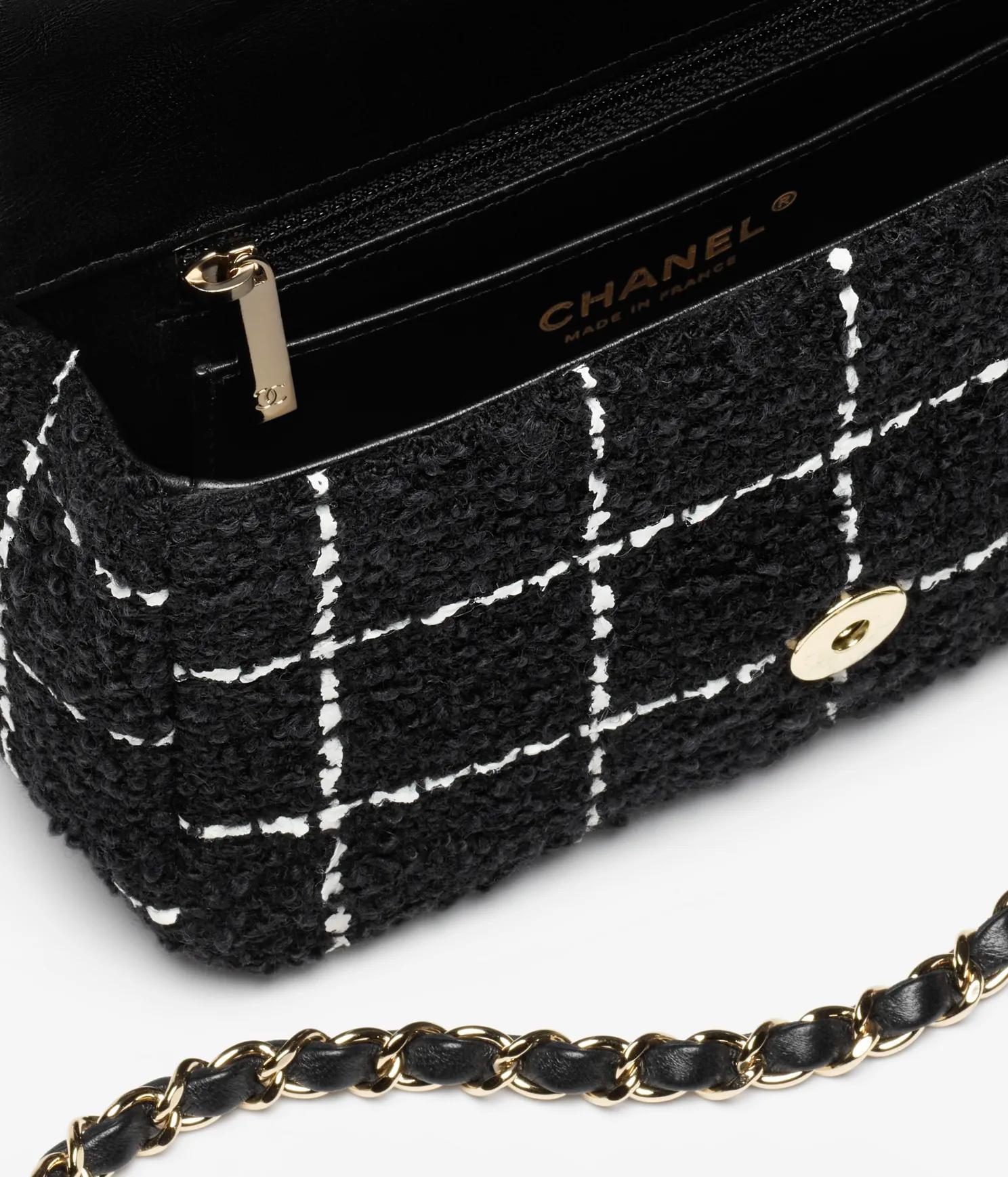 Túi Chanel Small Flap Bag Wool Tweed & Gold-Tone Nữ Đen