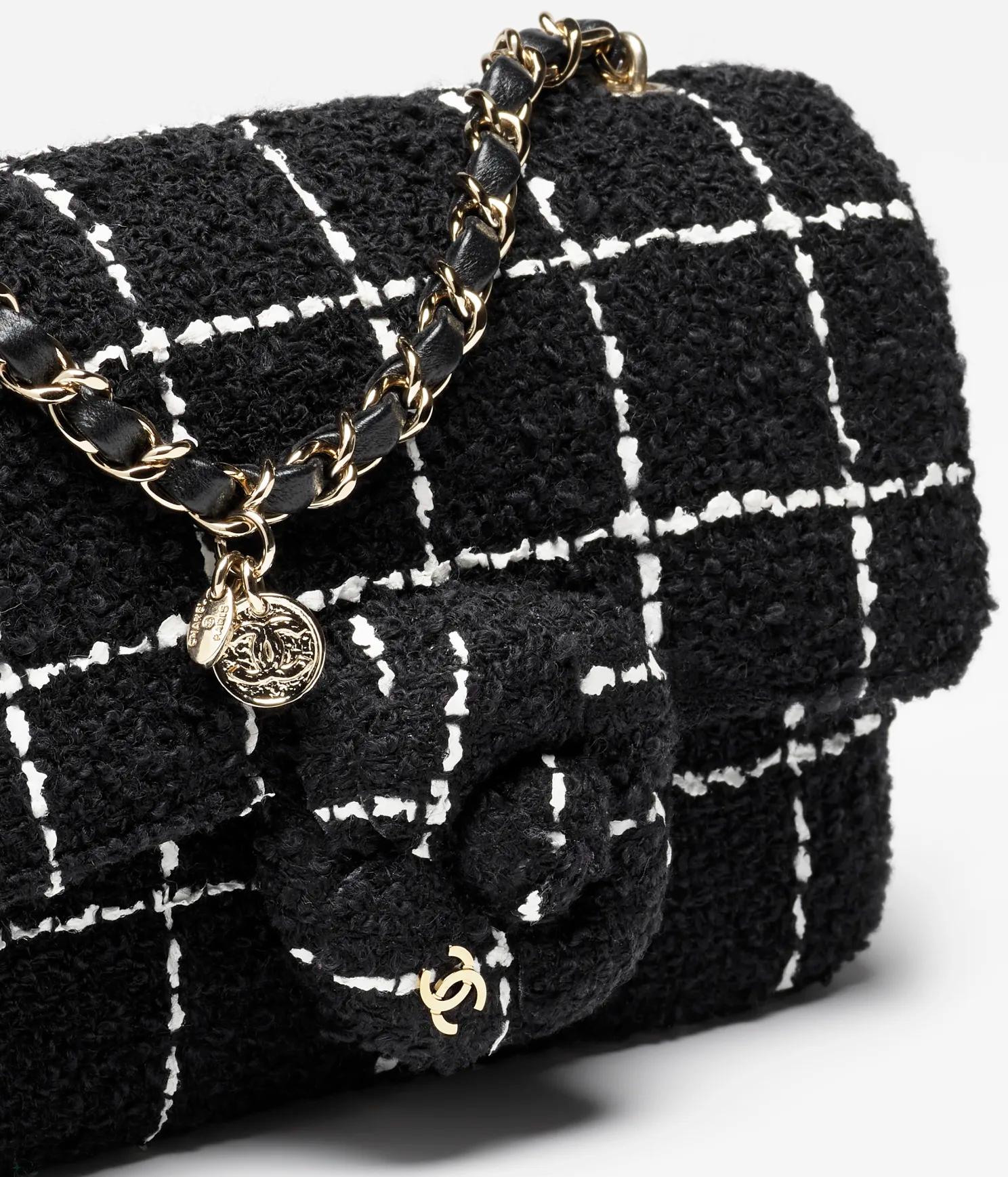 Túi Chanel Small Flap Bag Wool Tweed & Gold-Tone Nữ Đen