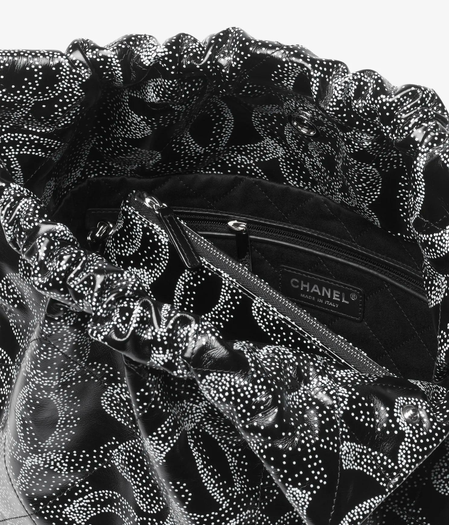 Túi Chanel CHANEL 22 Handbag Printed Calfskin & Silver-Tone Metal Nữ Đen