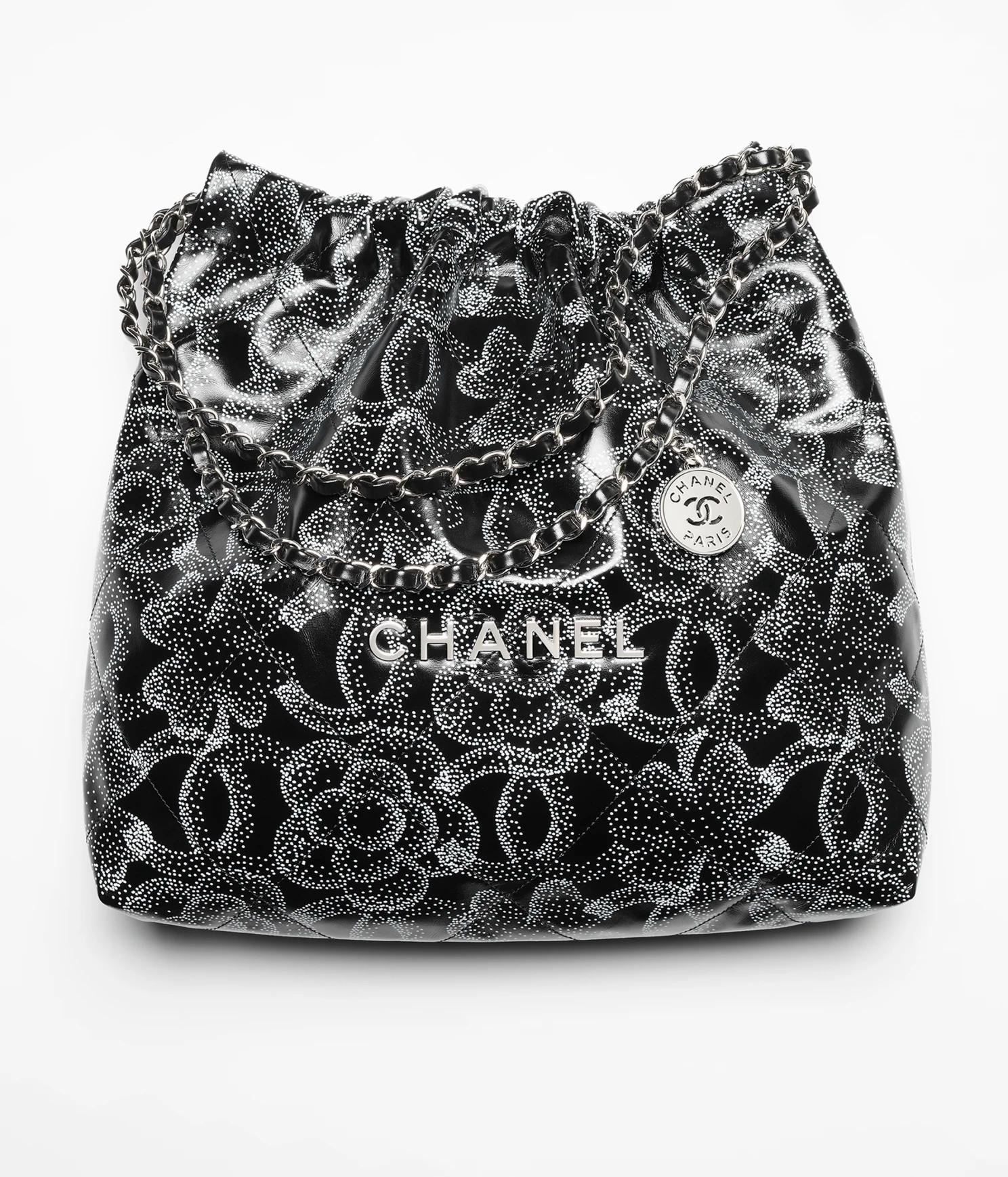 Túi Chanel CHANEL 22 Handbag Printed Calfskin & Silver-Tone Metal Nữ Đen