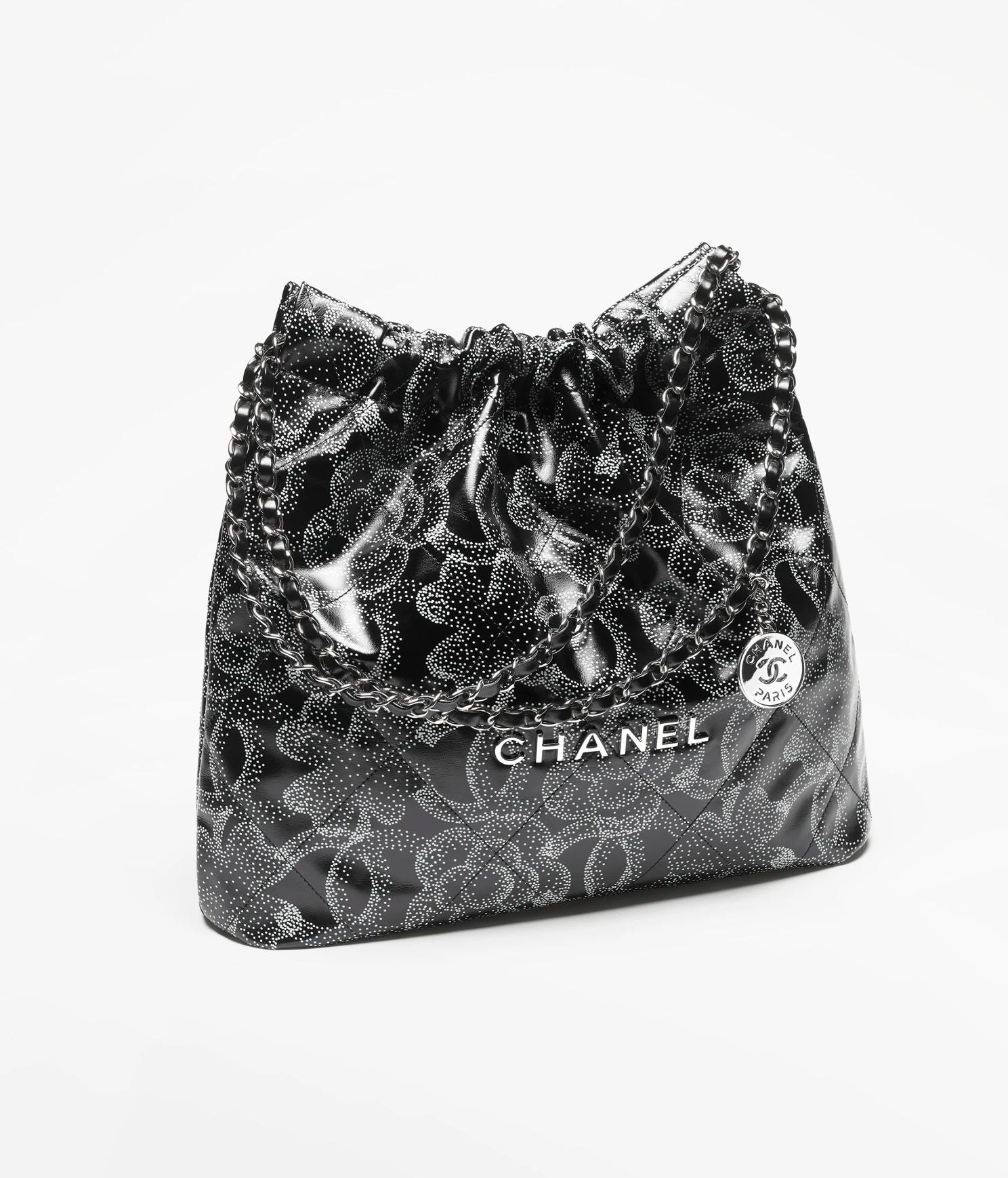 Túi Chanel CHANEL 22 Handbag Printed Calfskin & Silver-Tone Metal Nữ Đen