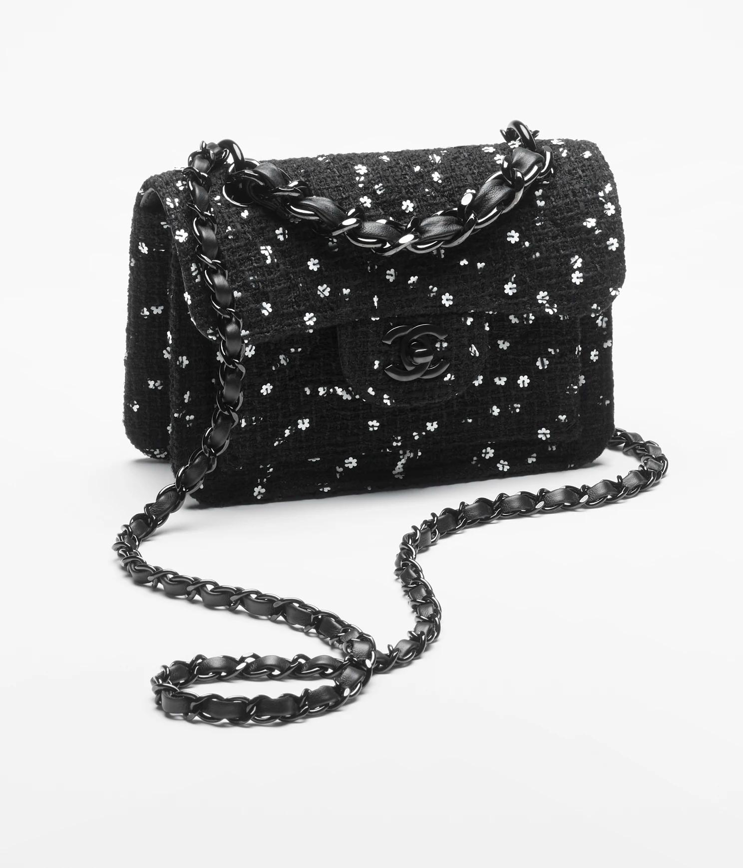 Túi Chanel Mini Flap Bag Tweed, Sequins & Black Nữ Đen