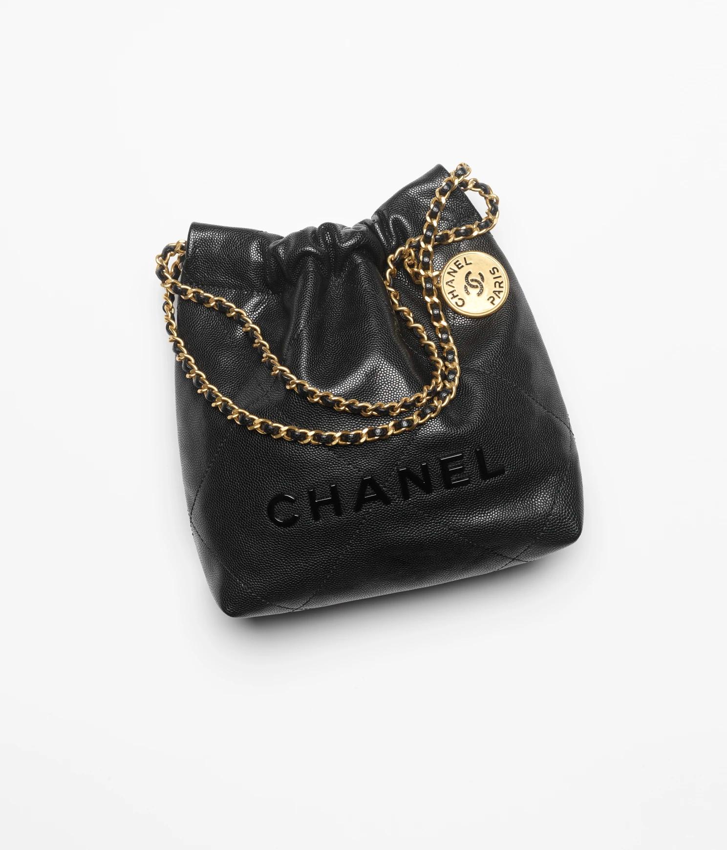 Túi Chanel CHANEL 22 Mini Handbag Shiny Grained Calfskin Nữ Đen