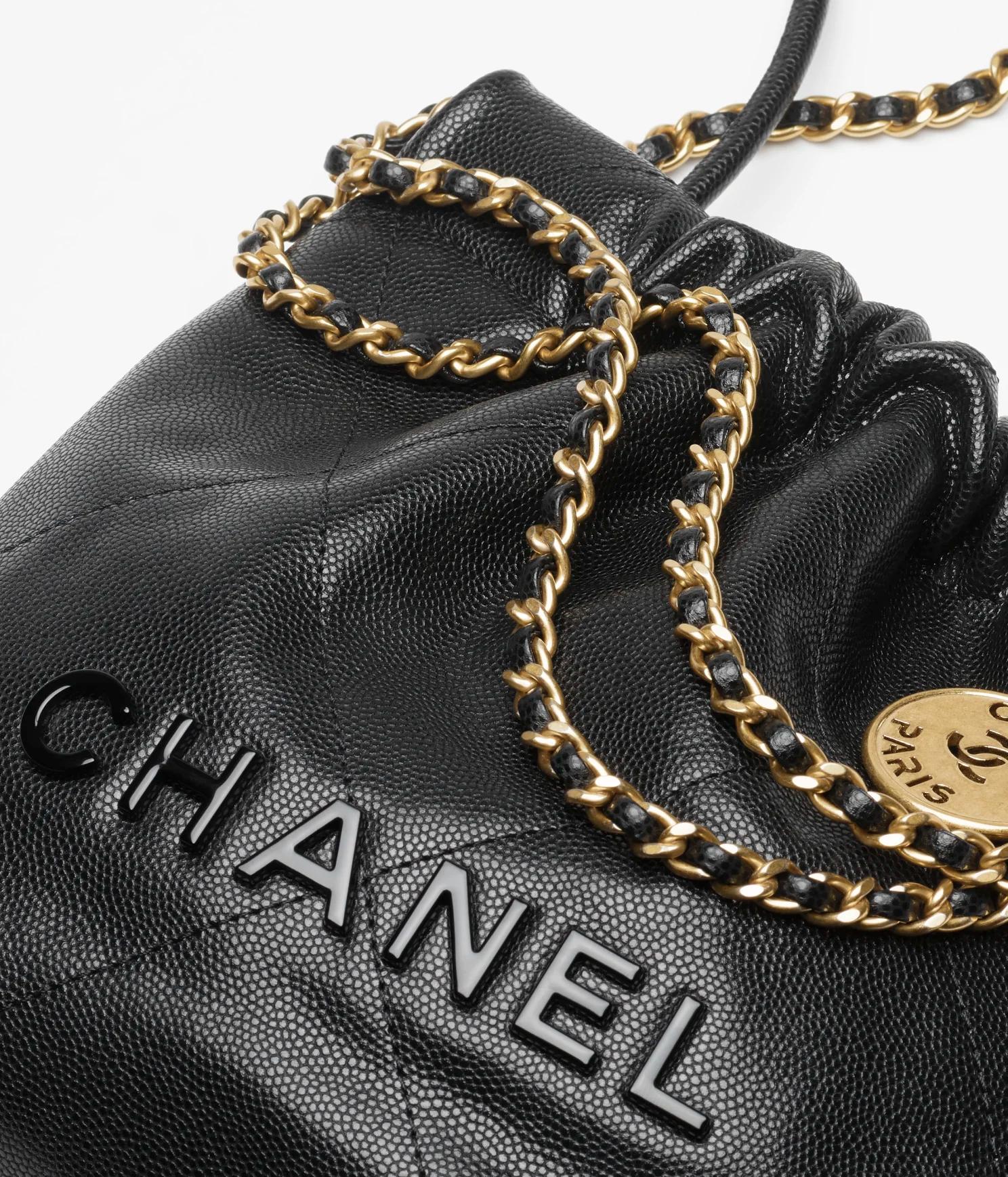 Túi Chanel CHANEL 22 Mini Handbag Shiny Grained Calfskin Nữ Đen