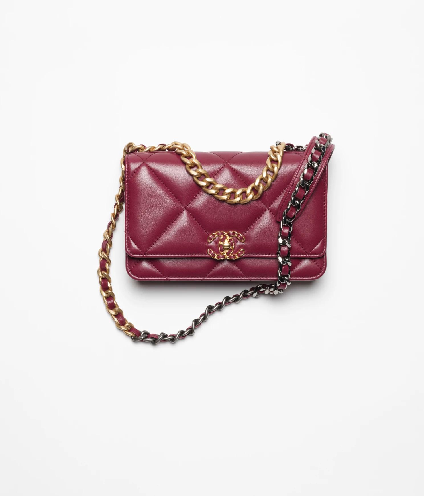 Túi Chanel CHANEL 19 Wallet on Chain Shiny Lambskin Nữ Đỏ
