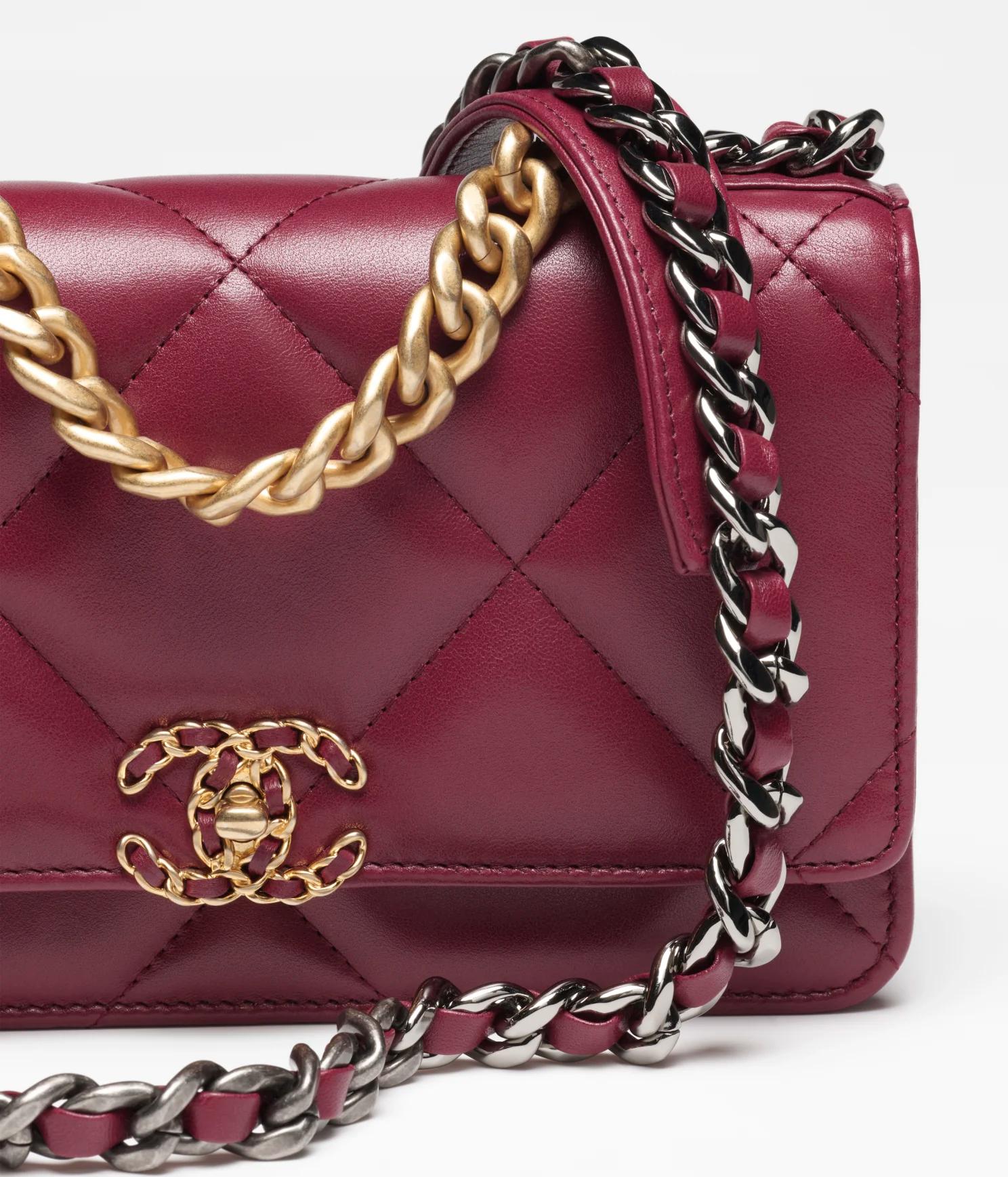 Túi Chanel CHANEL 19 Wallet on Chain Shiny Lambskin Nữ Đỏ