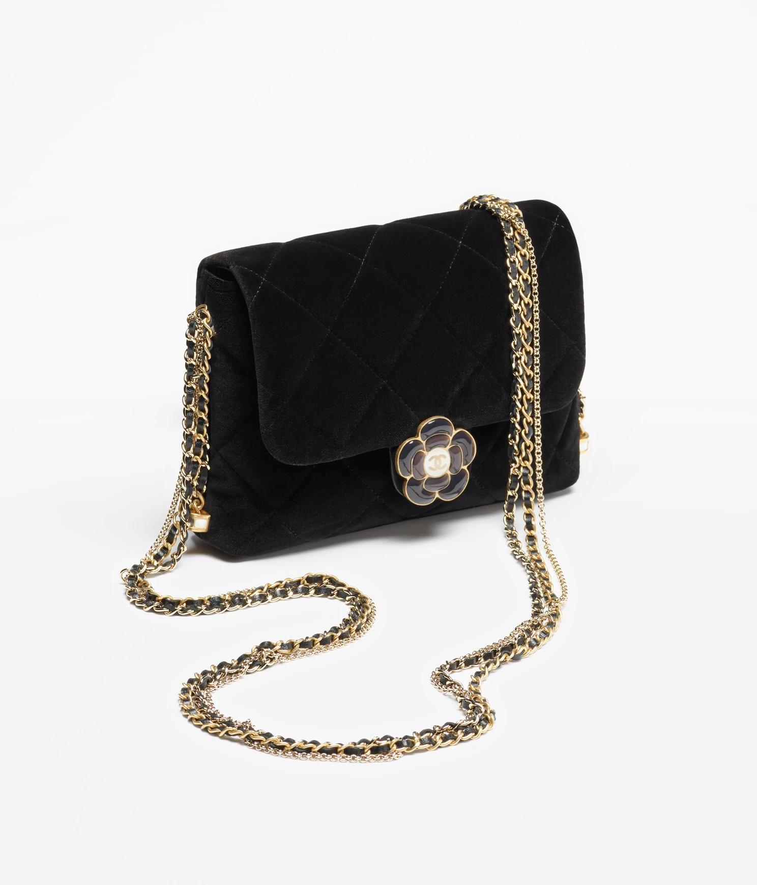 Túi Chanel Mini Flap Bag Velvet, Enamel & Gold-Tone Nữ Đen