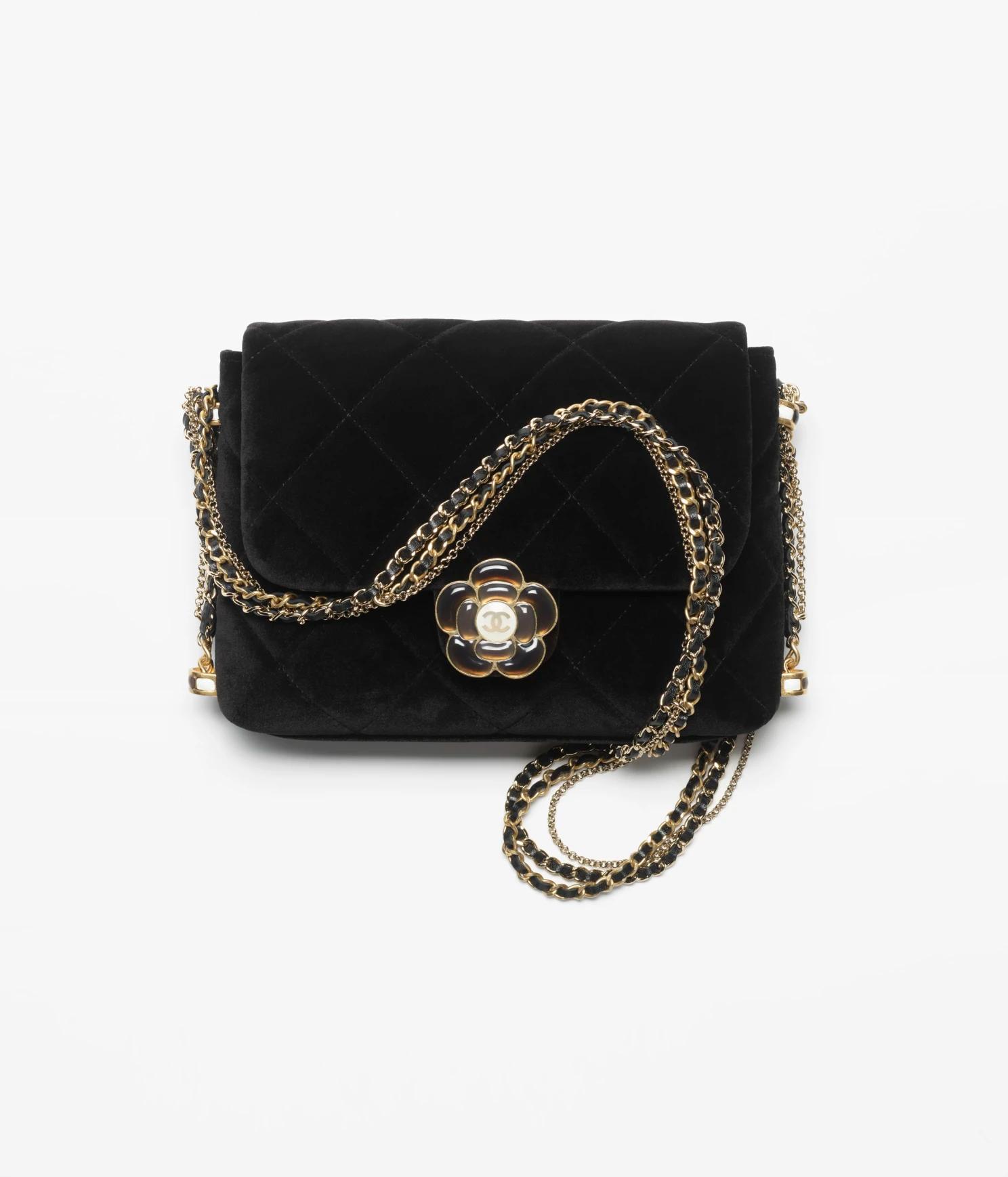 Túi Chanel Mini Flap Bag Velvet, Enamel & Gold-Tone Nữ Đen